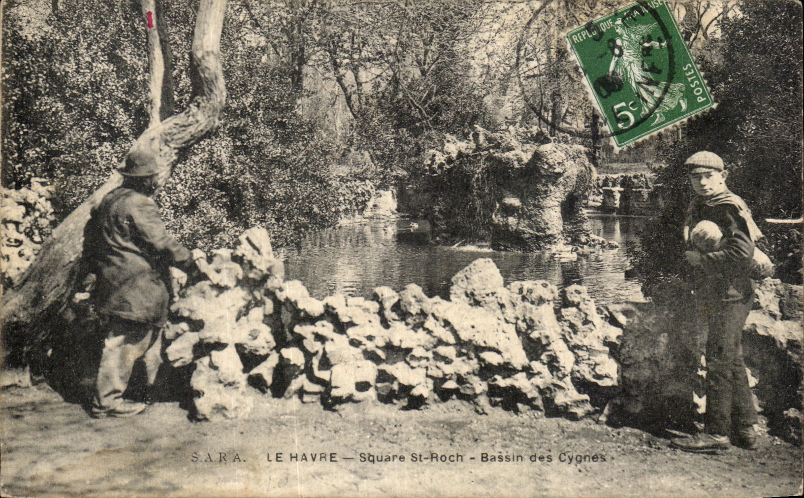 CPA Le Havre Square St Roch Bassin Des Cygnes