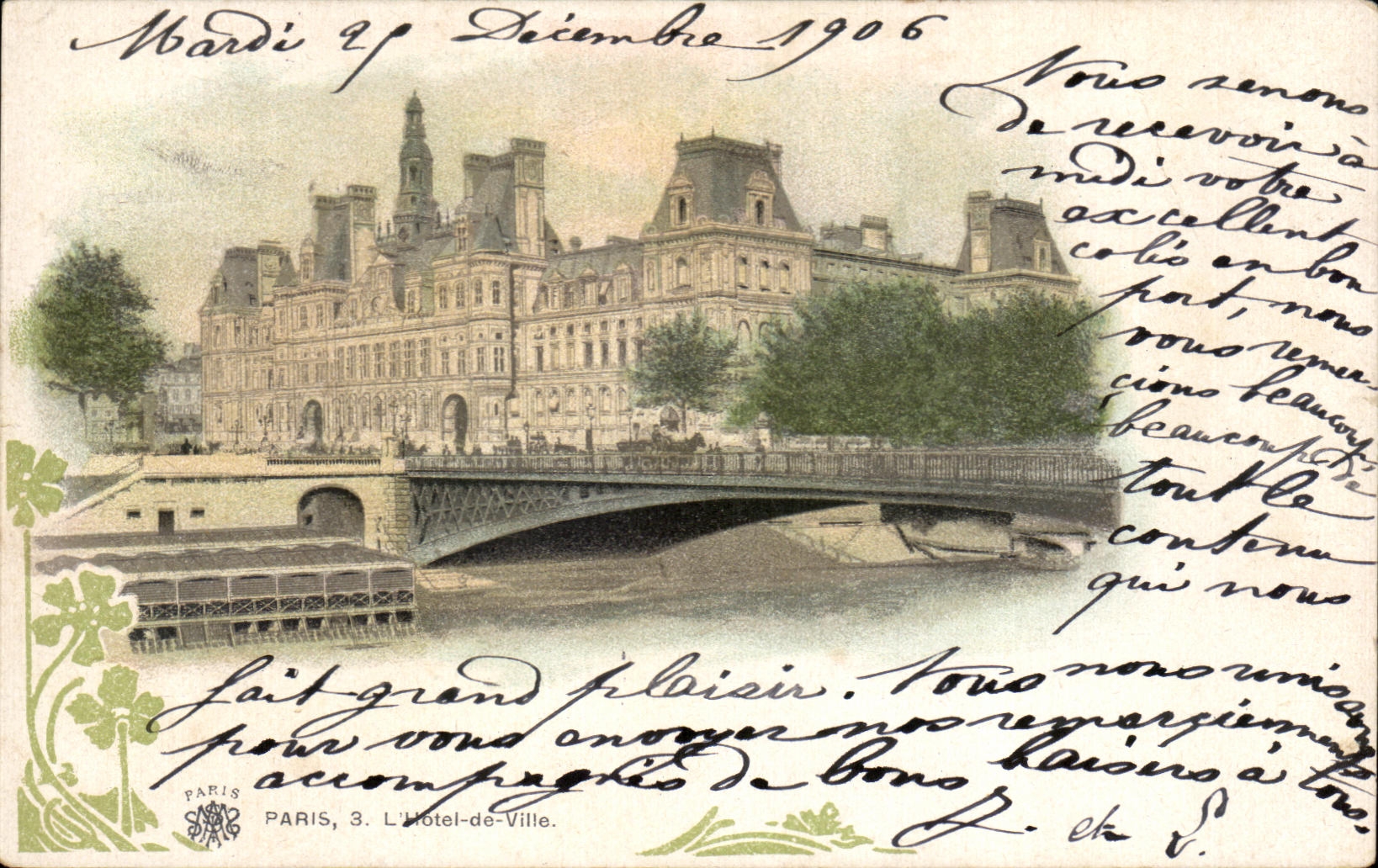 CPA Paris L'hotel de ville Trefle