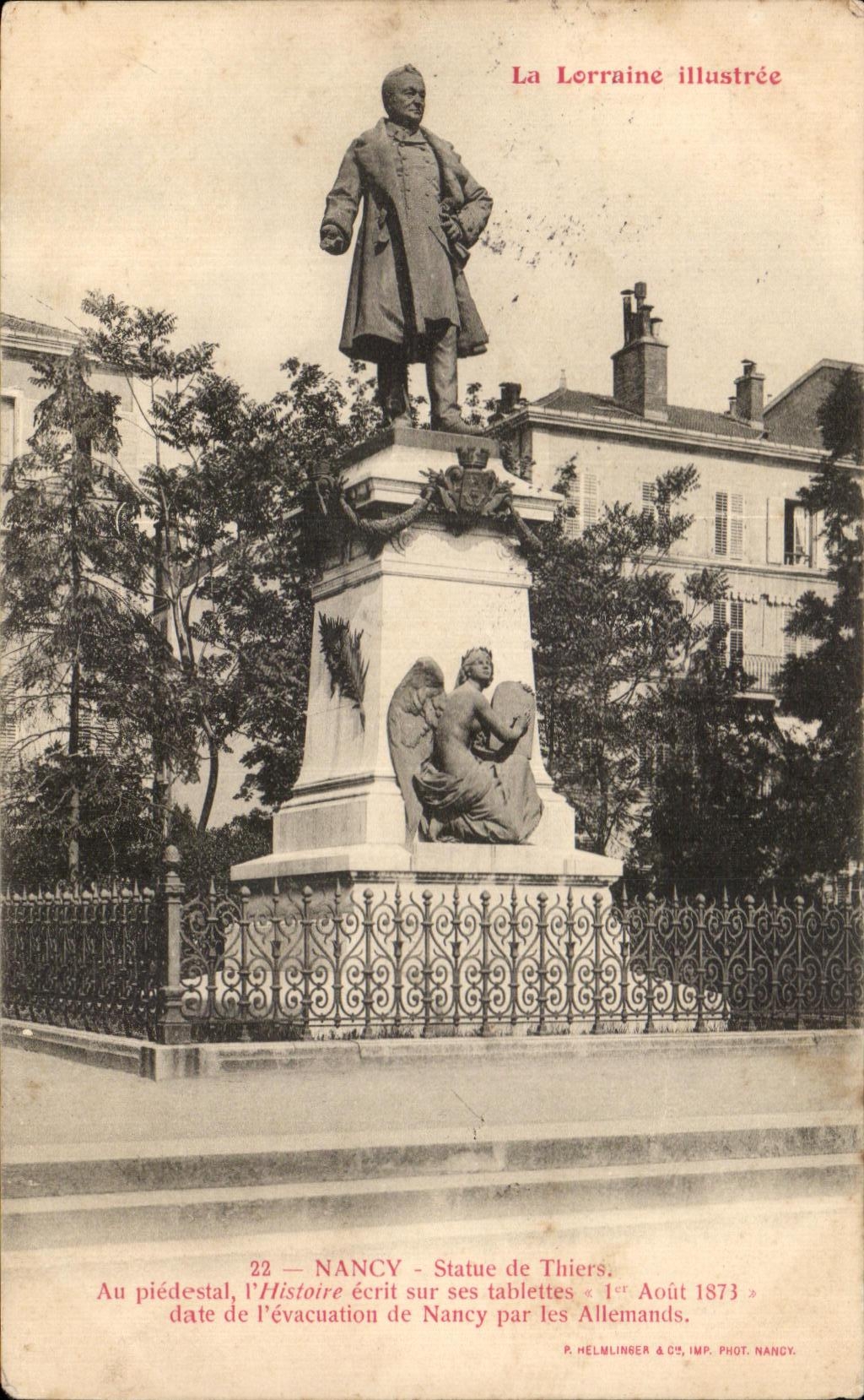 CPA Nancy Statue de thiers Au piedestal l'Histoire ecrit sur ses tablettes L'Auit