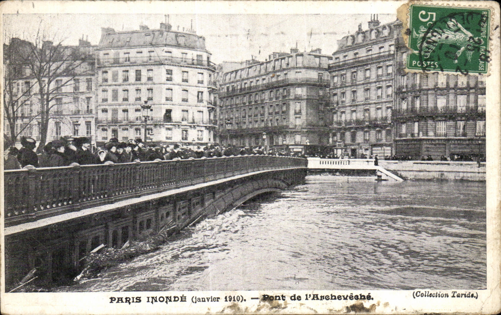 CPA Paris Inonde Pont de I'Archeveche