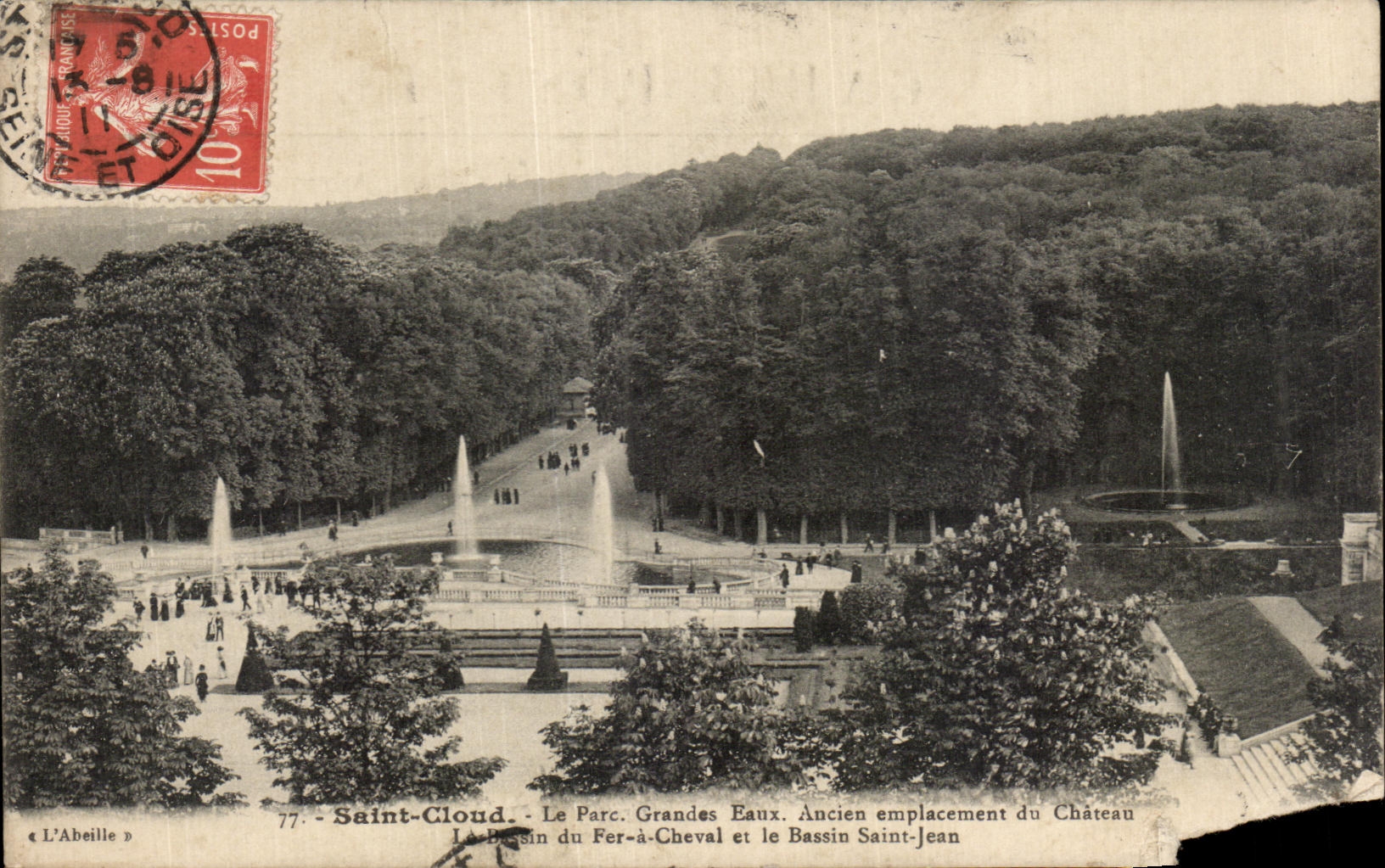 CPA Saint Cloud Le Parc Grandes Eaux Ancien emplacement du Chateau du Fer a Cheval et le Bassin Saint Jean