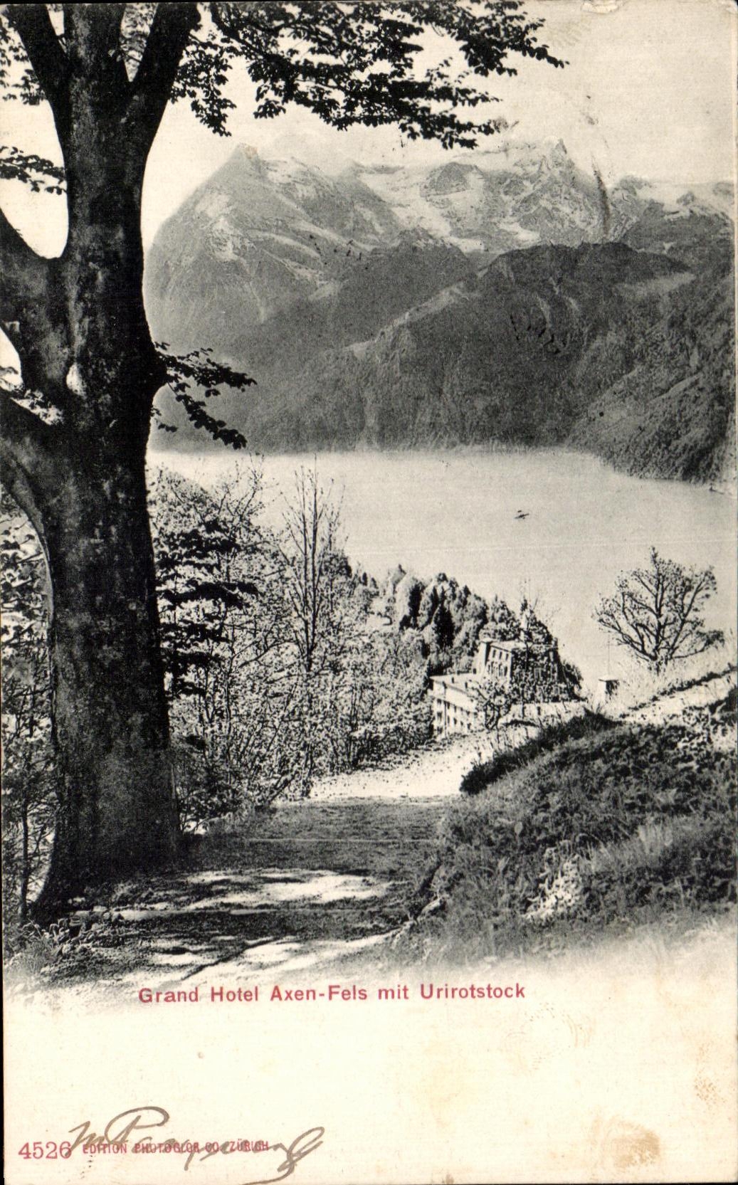 CPA Grand Hotel Axen Fels mit Urirotstock Suisse
