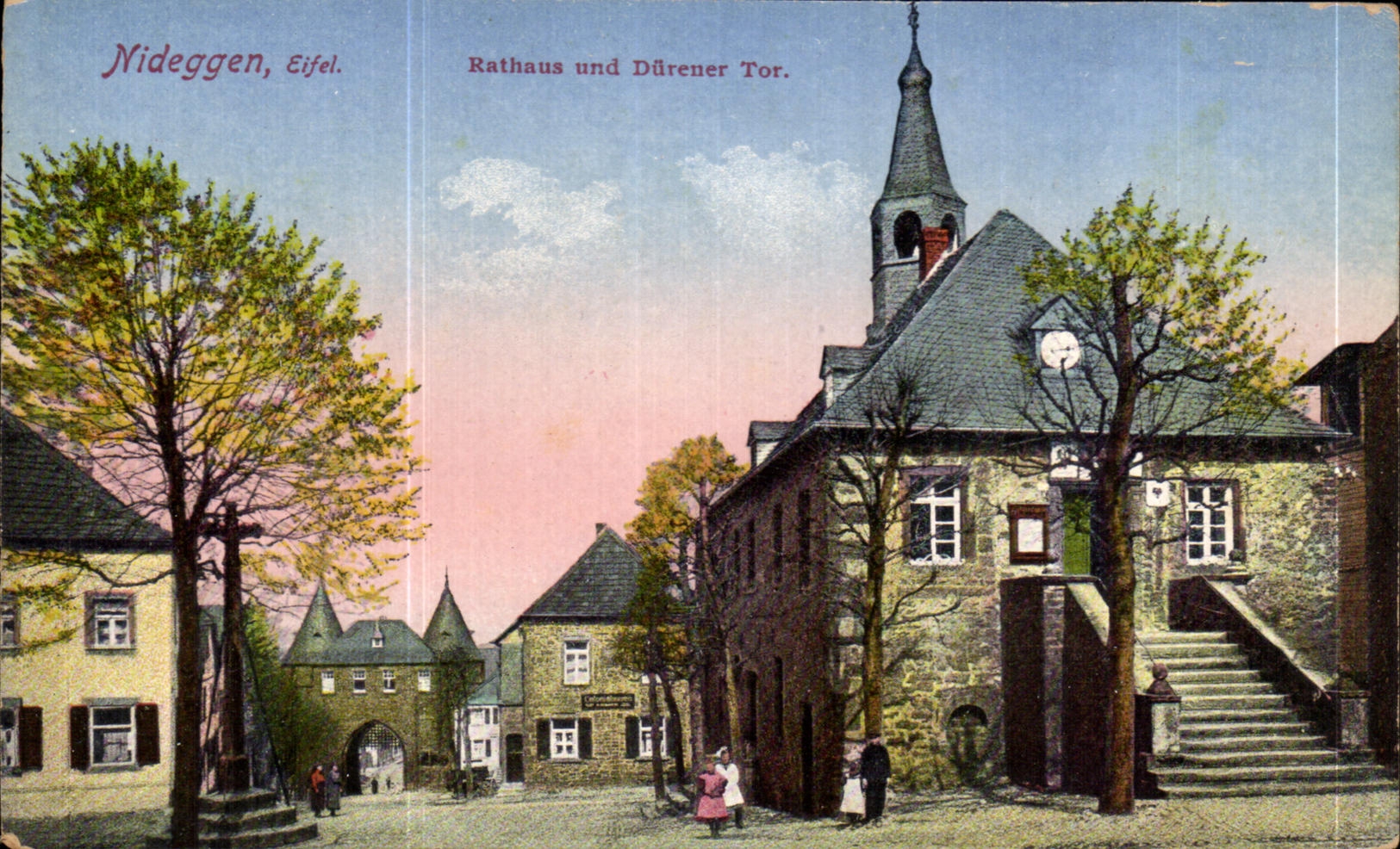 CPA Nideggen eifel Rathaus and Durener Tor