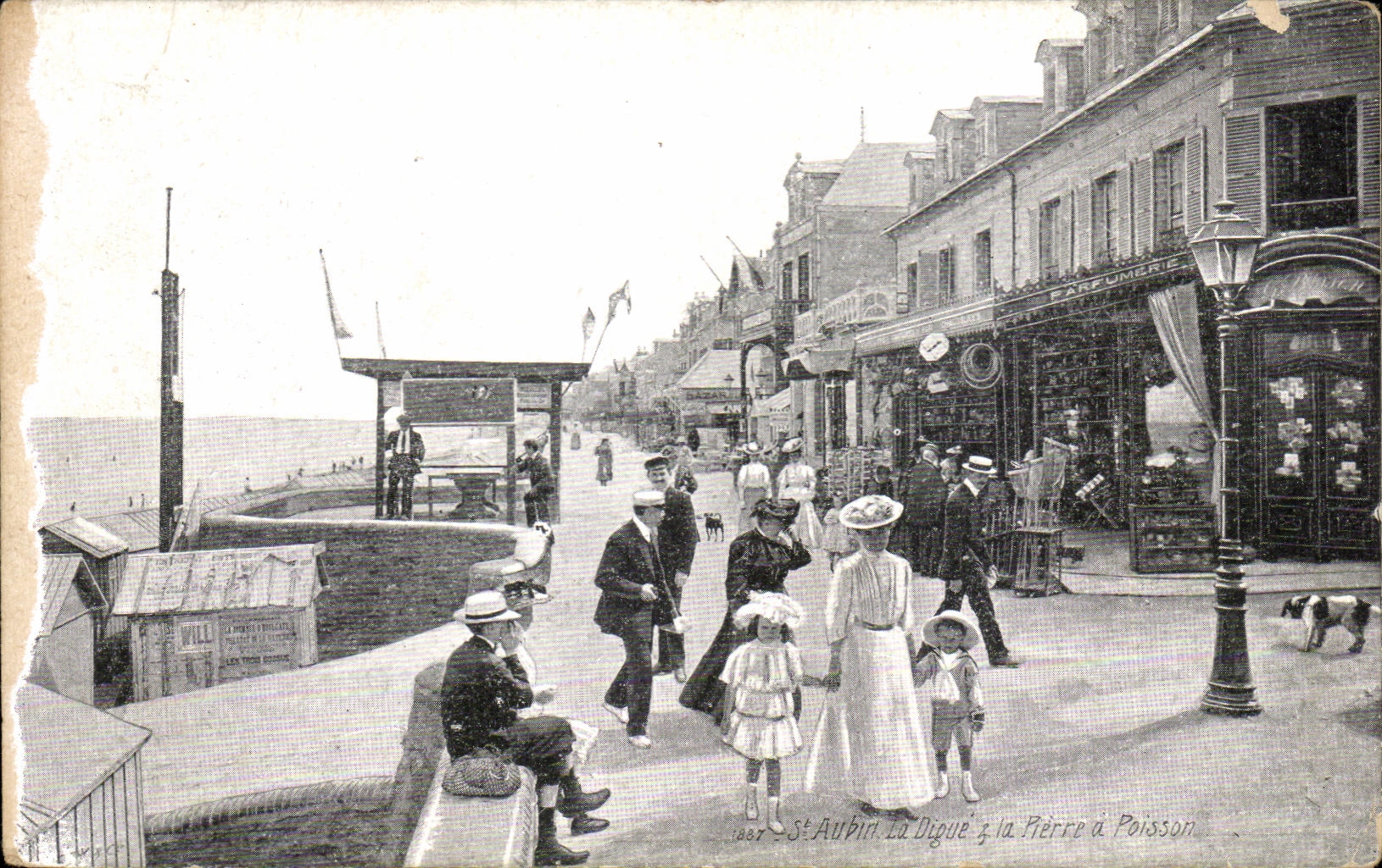 CPA St Aubin Le Digue et la pierre a Poisson