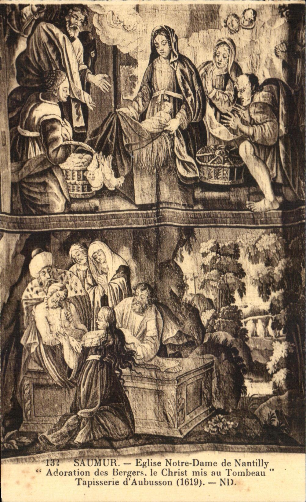 CPA Saumur Eglise Notre Dame de Nantilly Adoration des Bergers le Christ mis au Tombeau Tapisserie d'Aubusson