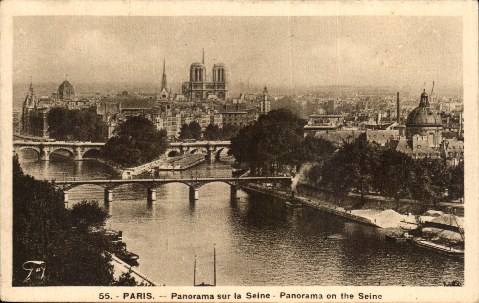 CPA Paris in panorma on the Seine panorama one the Seine Notre Dame