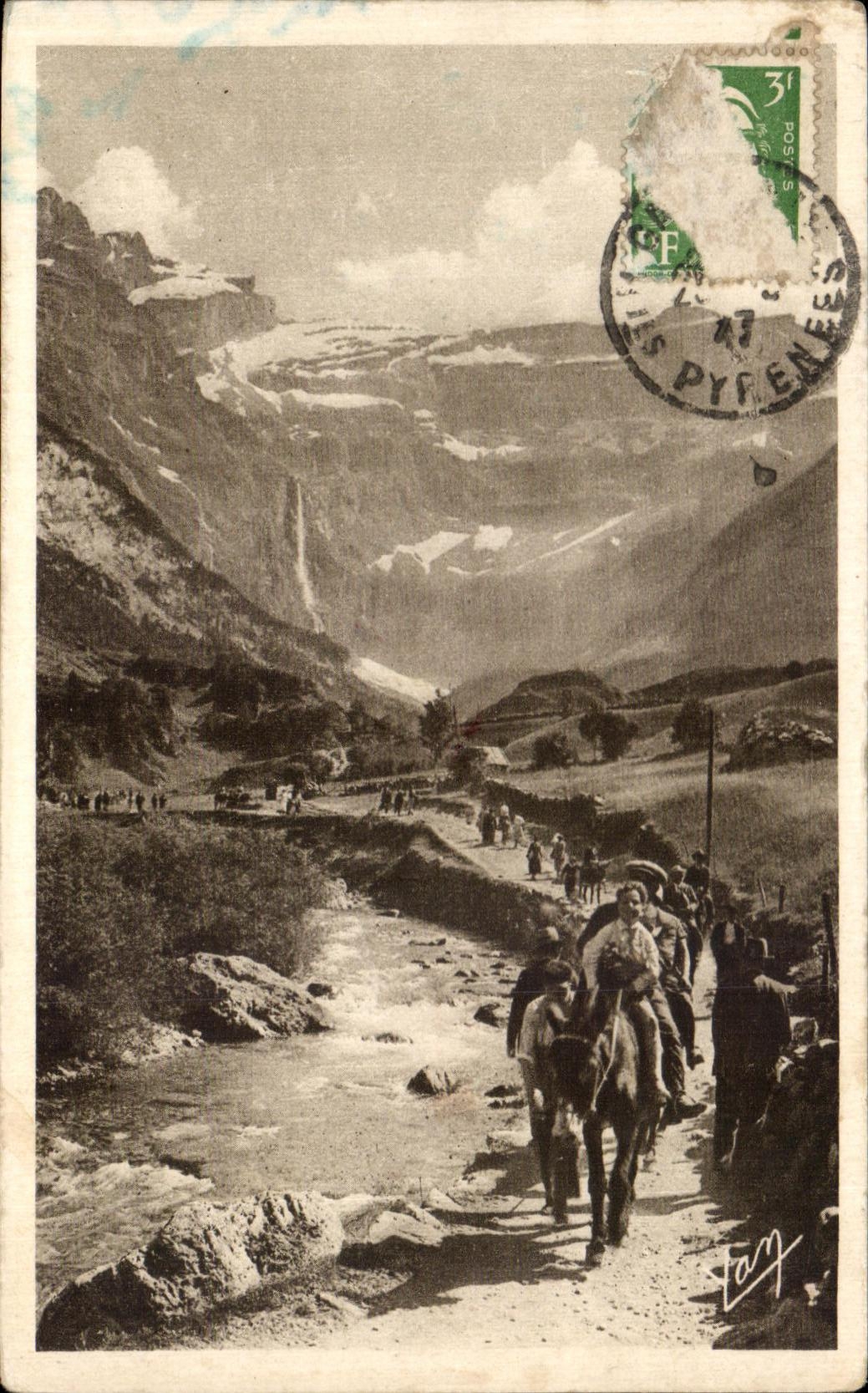 CPA Gavarnie Return of the circus Ass Donkey Yvon