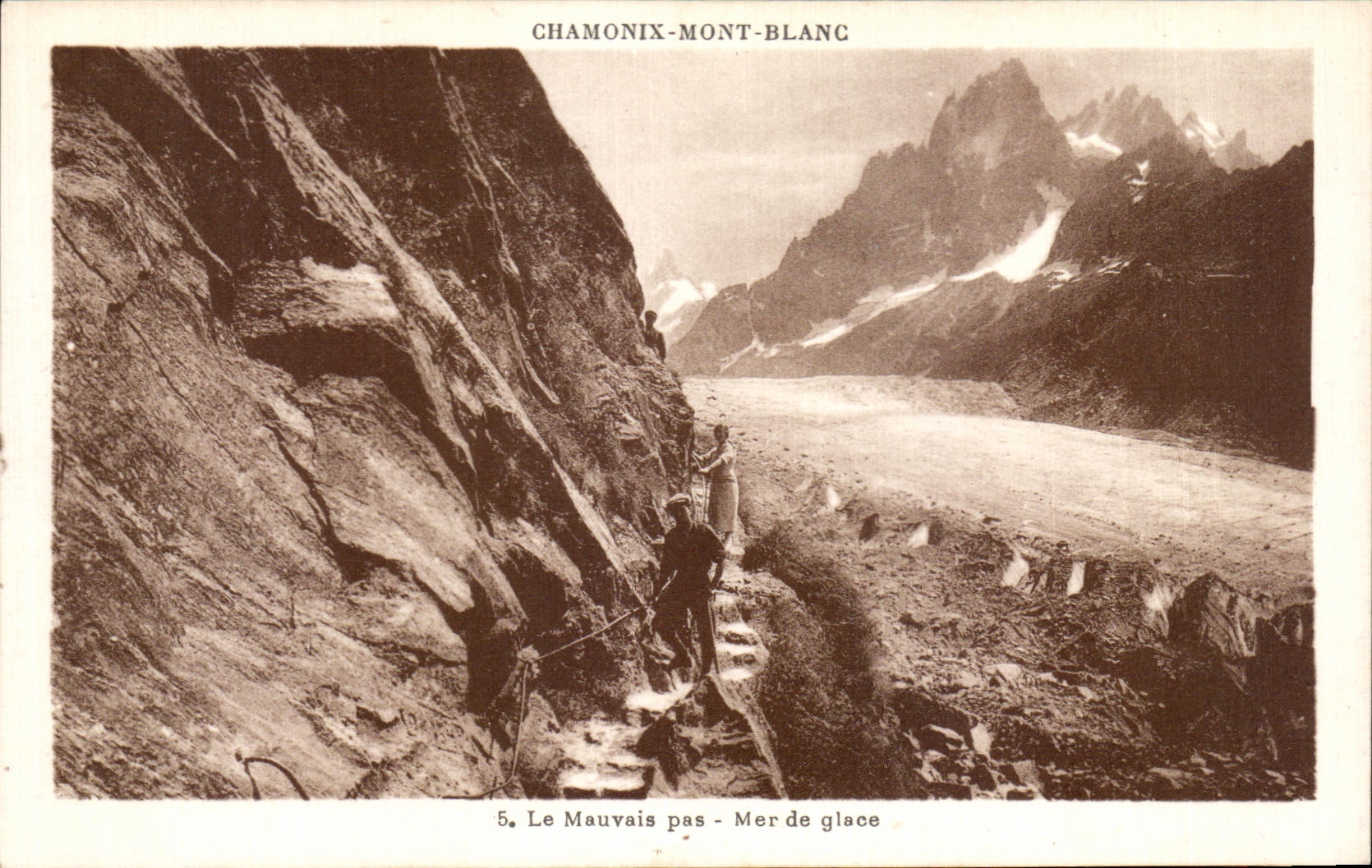 CPA Chamonix Mont Blanc le mauvais pas Mer de glace Alpinisme 
