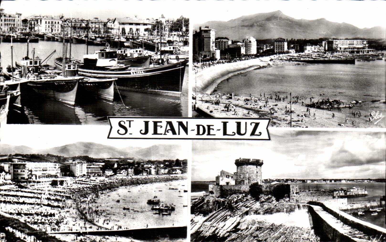CPA St Jean of luz of the port the beach and the rhune main beach the fort of the socoa
