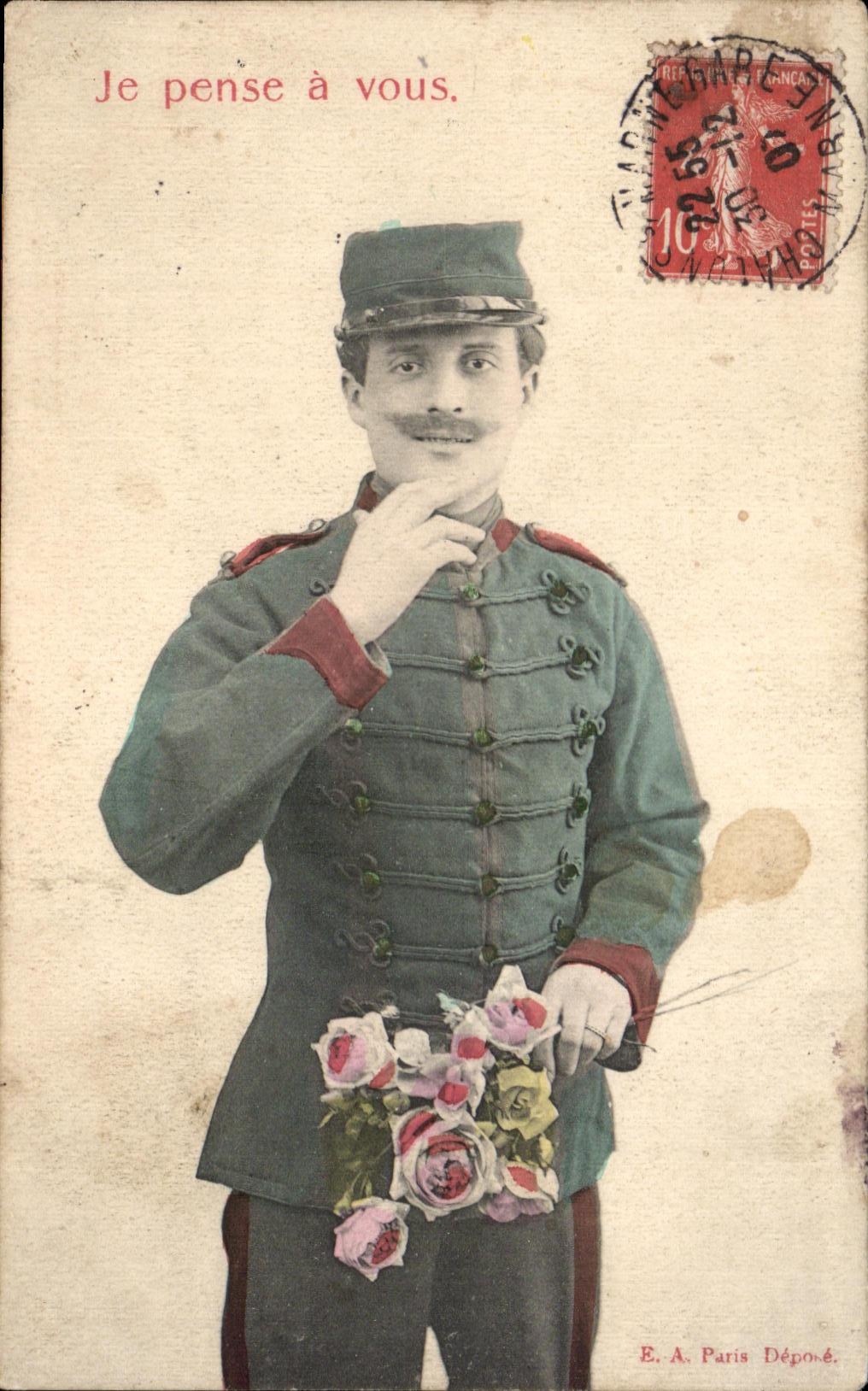 CPA Je Pense a Vous Militaria