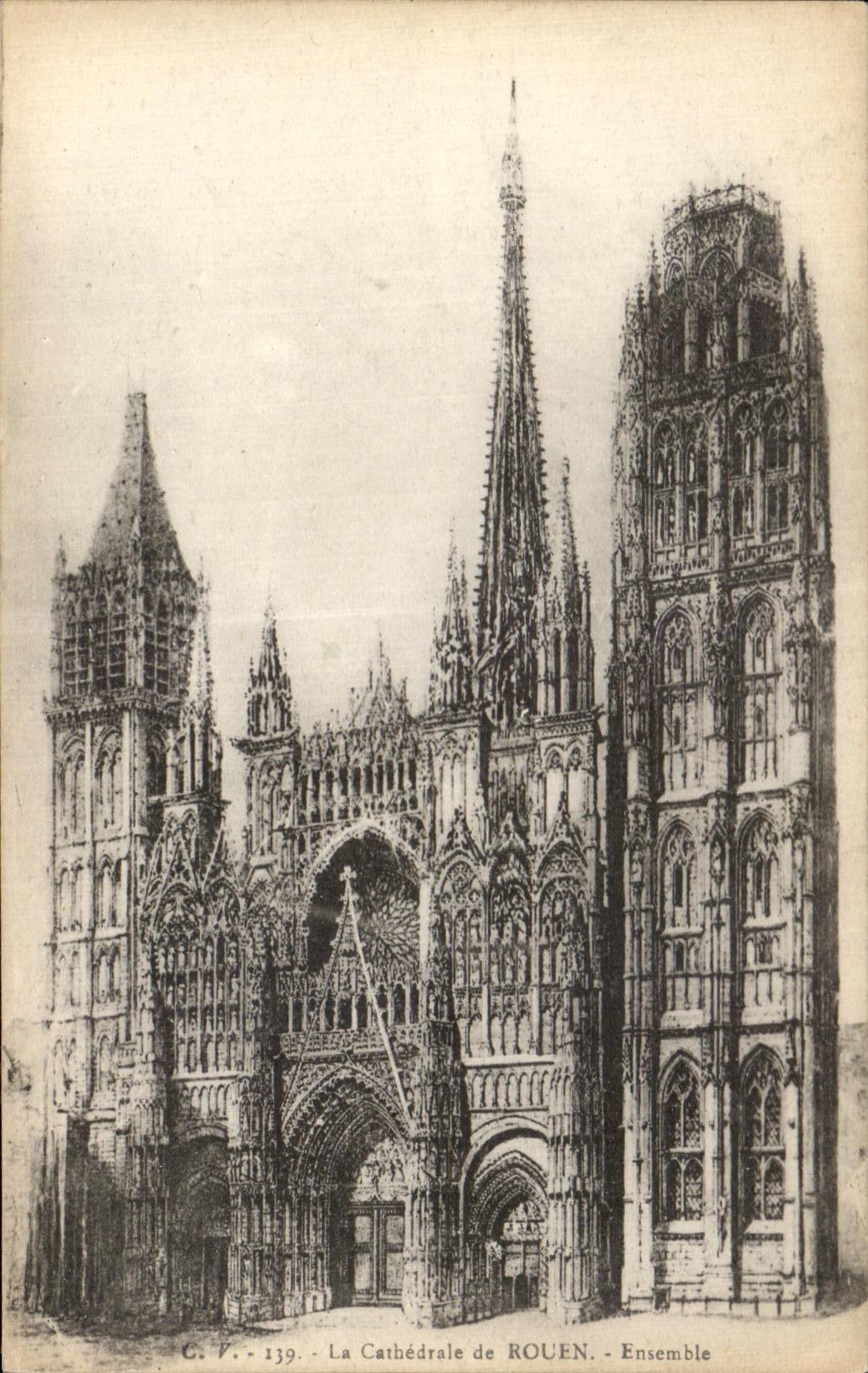 CPA the cathedral of Rouen together