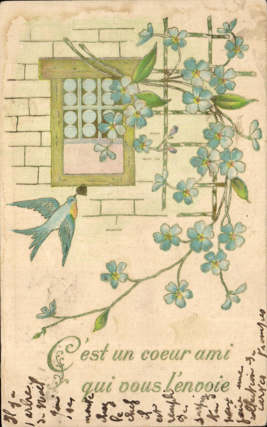 La fantasia de CPA florece el pajaro