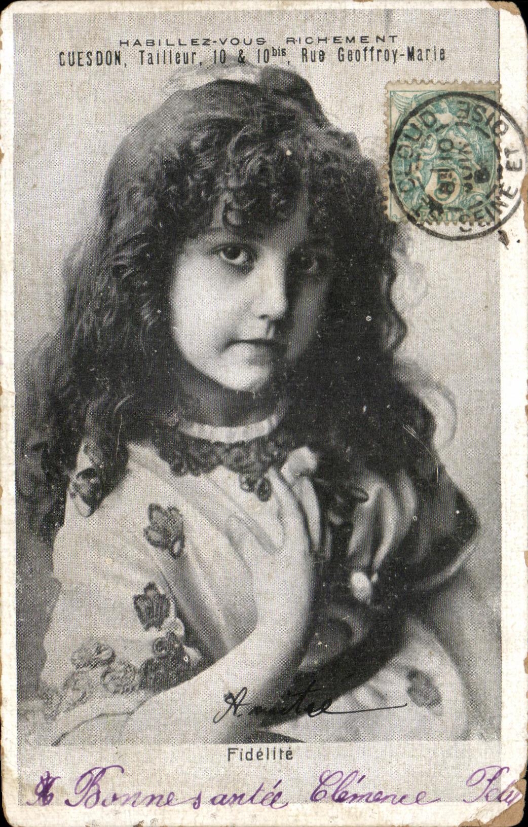 CPA Fantaisie Femme Fidelite Publicite Guesdon TAilleurs Rue Geoffroy Marie
