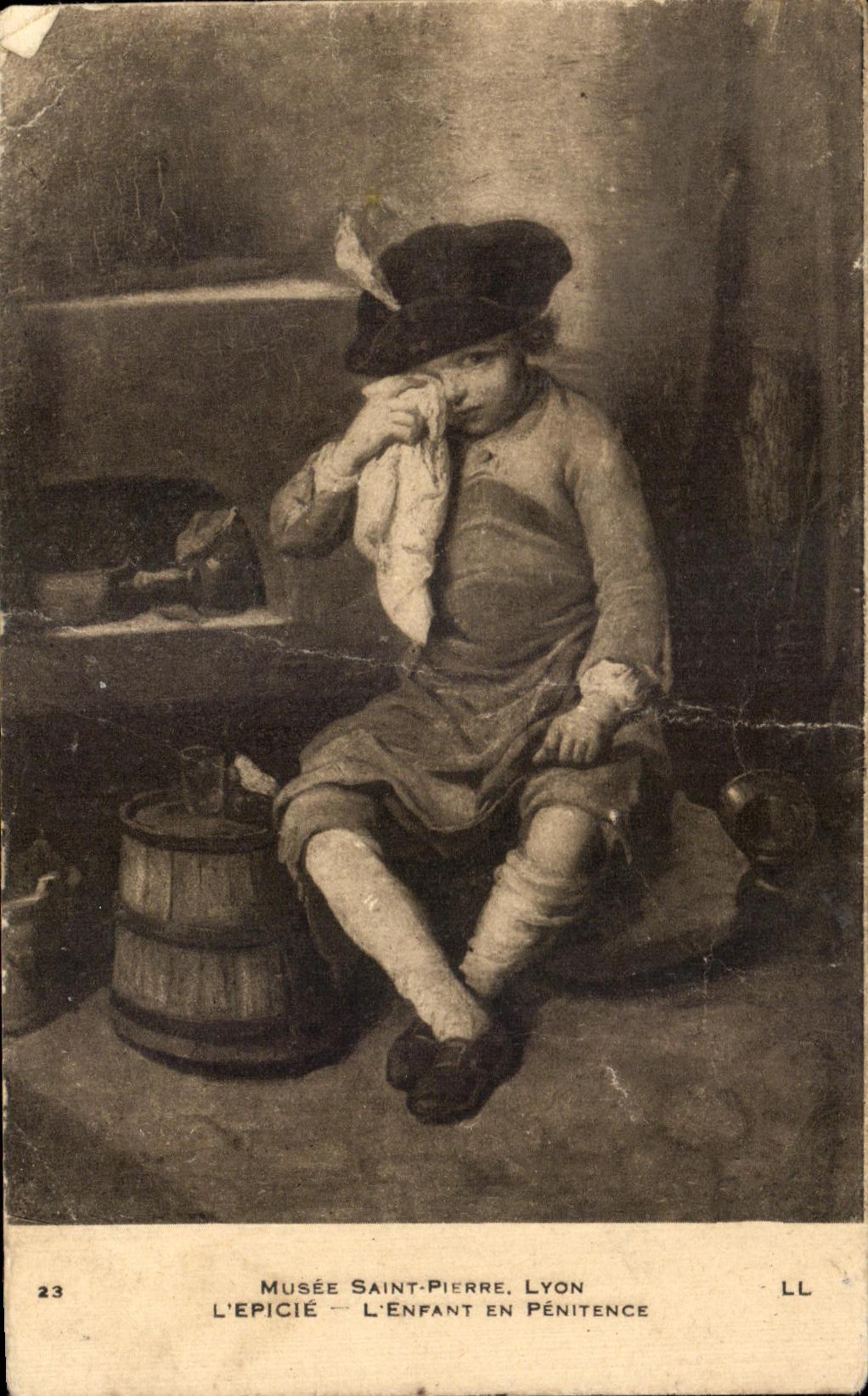 CPA Fantaisie Musee Saint Pierre Lyon L'epicie L'enfant en penitence 