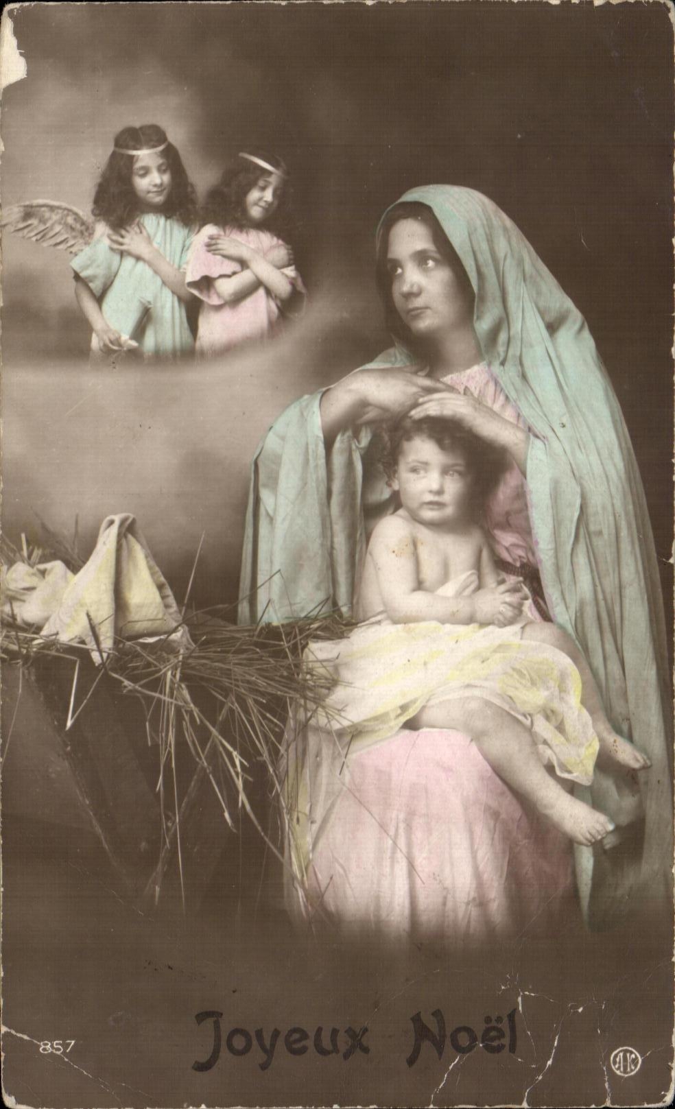 CPA Fantaisie Joyeux Noel Femme Enfant Ange Angel