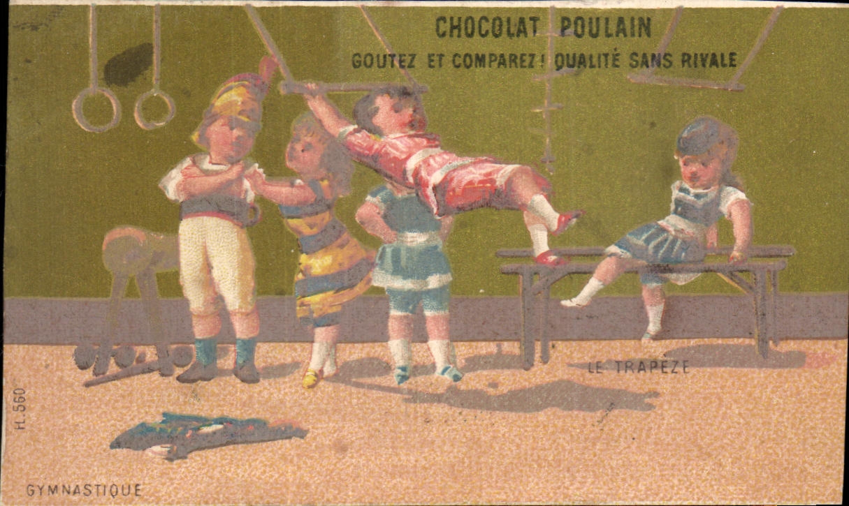 Chromo Chocolat Poulain Le trapeze Circus Cirque Gymnastique Enfants