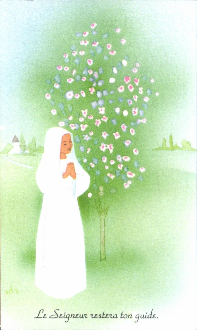 Holy picture the Lord will remain Your Guide Helene Bedel profession of faith 1991