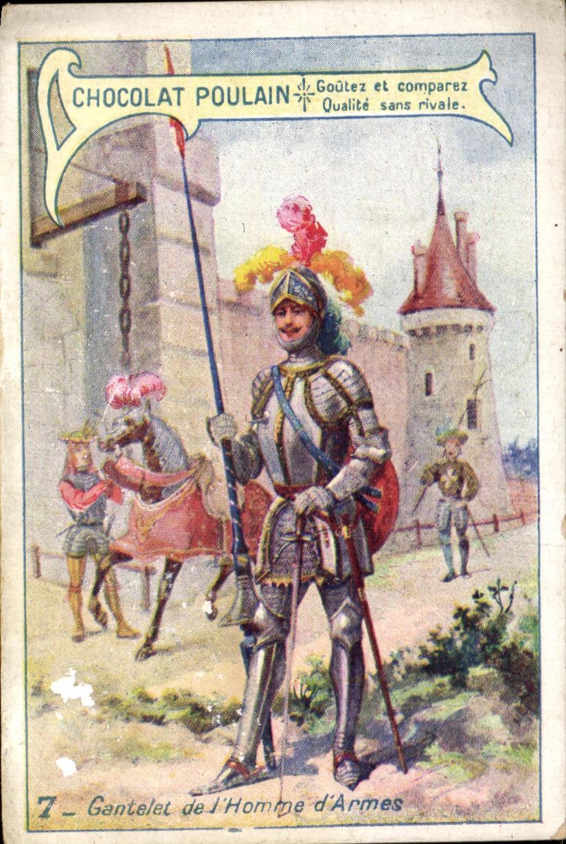 Chromo Chocolat Poulain Gantelet de I'Homme d'Armes Militaria 