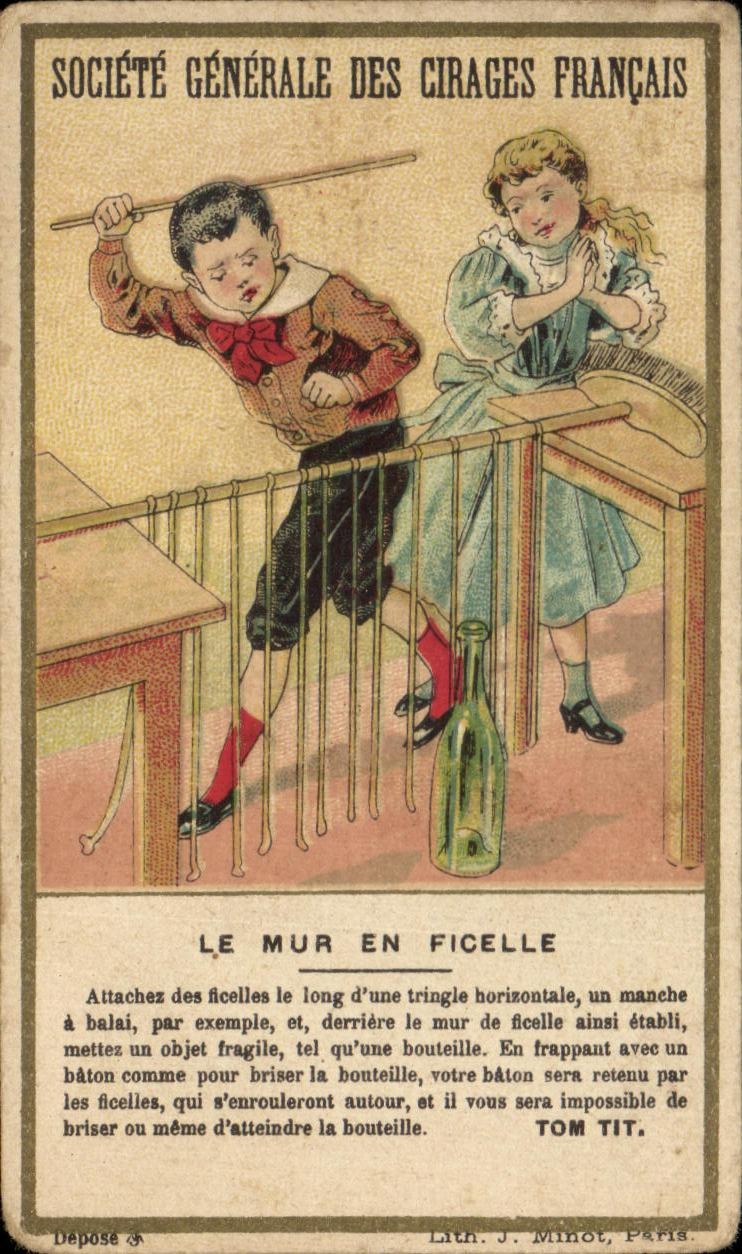 Chromo Societe Generale Des Cirages Francais Le mur en ficelle Enfants