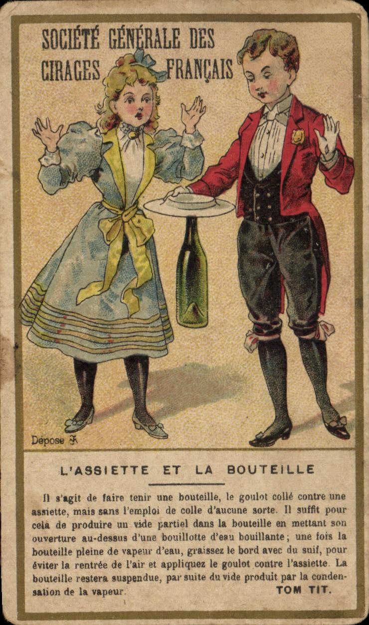 Chromo Societe Generale Des Cirages Francais L'assiette et la bouteille