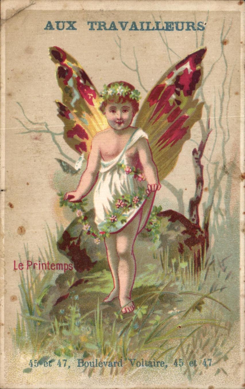 Chromo Aux travailleurs boulevard voltaire Papillon Enfant Butetrfly Le printemps
