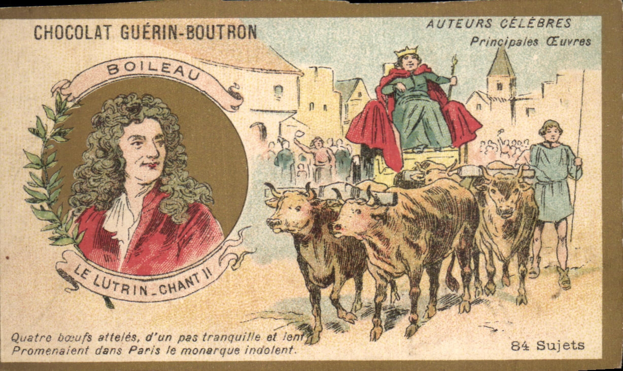Chromo Chocolat guerin boutron boileau auteurs celebres Boileau Le Lutrin
