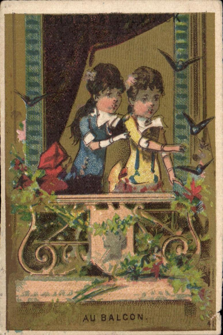 Chromo Au Balcon Enfants