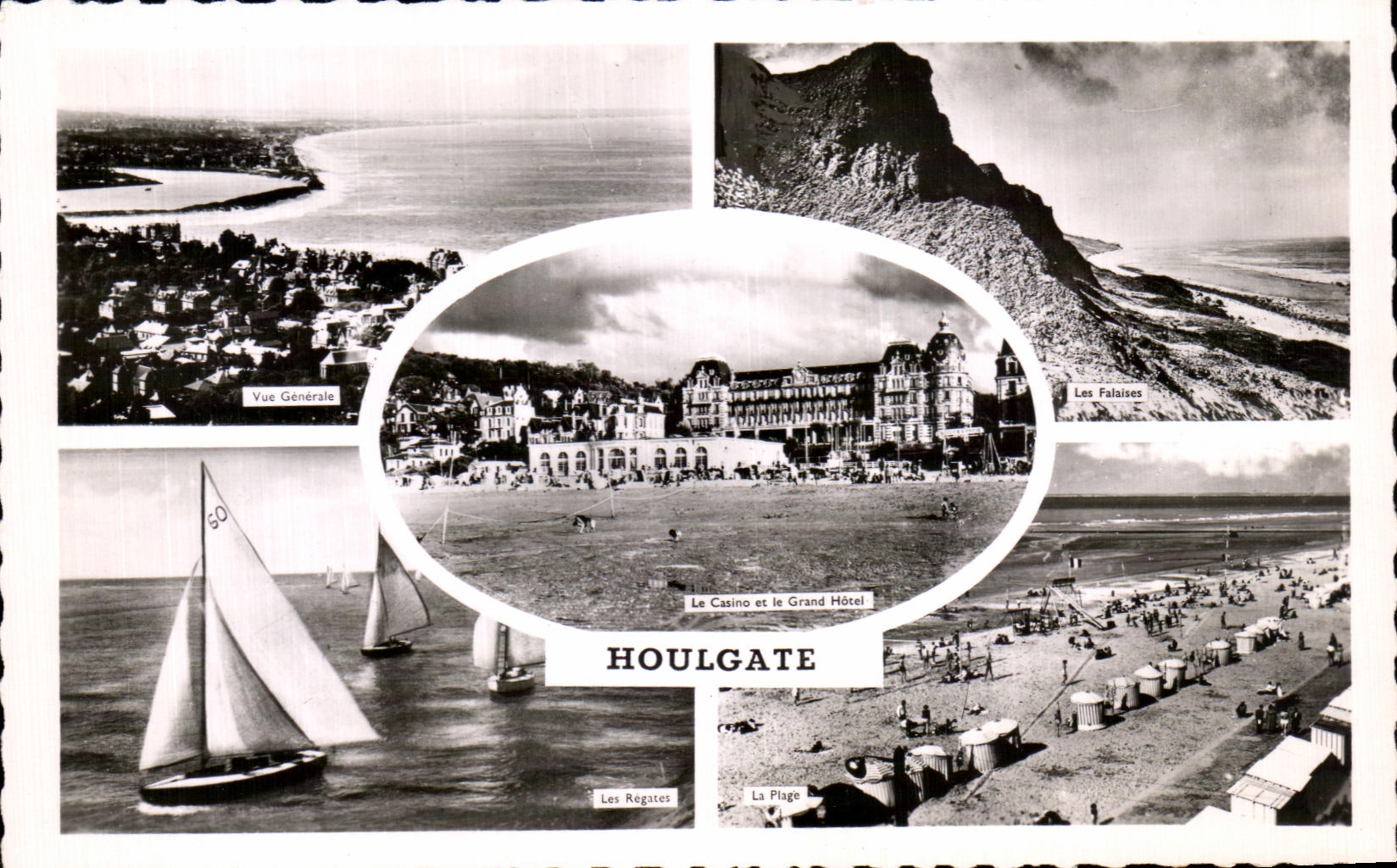 CPA Le casino et le Grand Hotel Houlgate Les Regates La Plage Caby Marque depasee