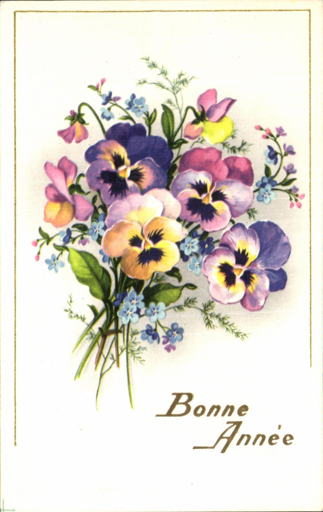 La fantasia de CPA florece Feliz Ano Nuevo