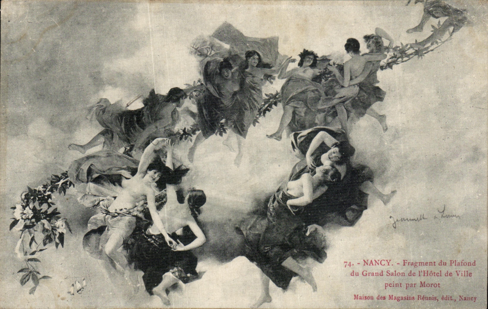 CPA Nancy Fragment du Plafond du Grand Salon de I'Hotel de Ville Peint par Morot