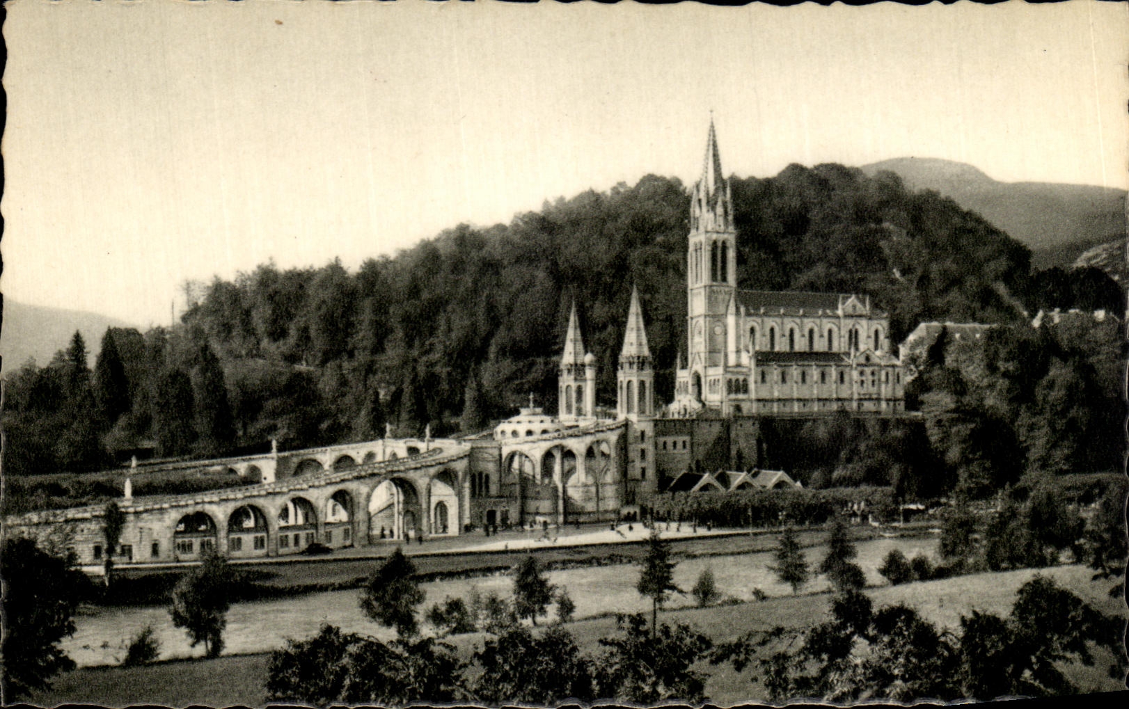 CPA Lourdes the Basilica and the Martyrdom