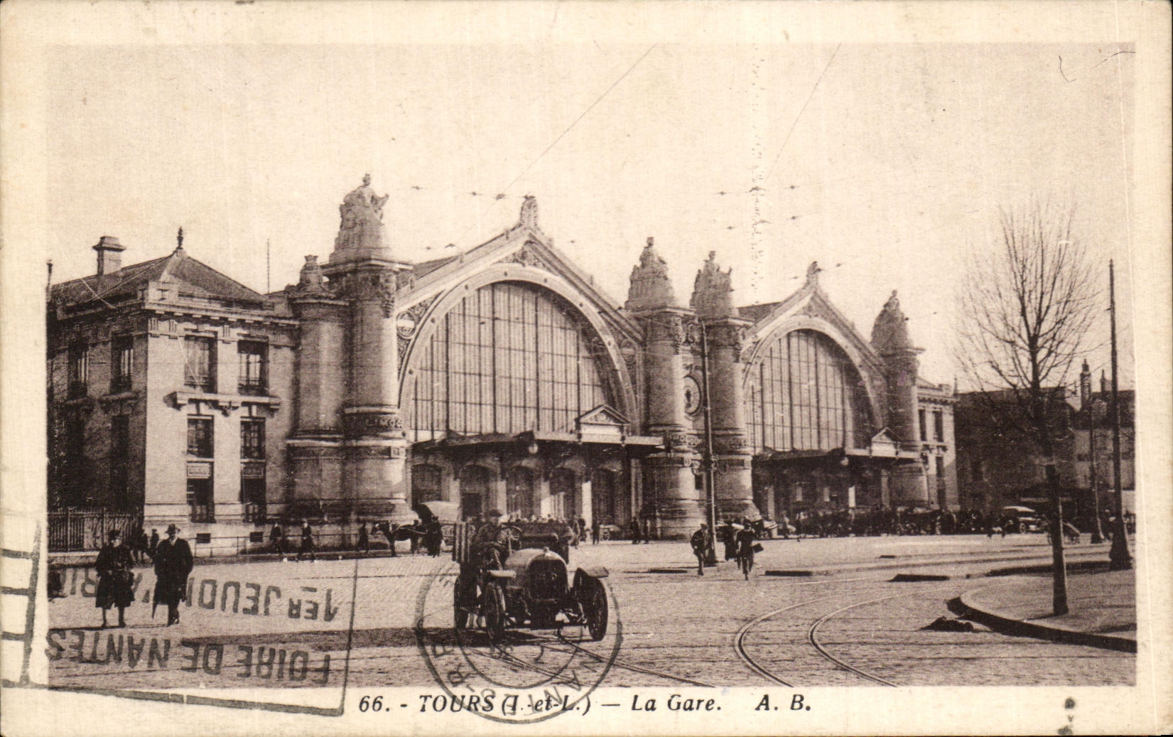 CPA Tours La Gare Automobile