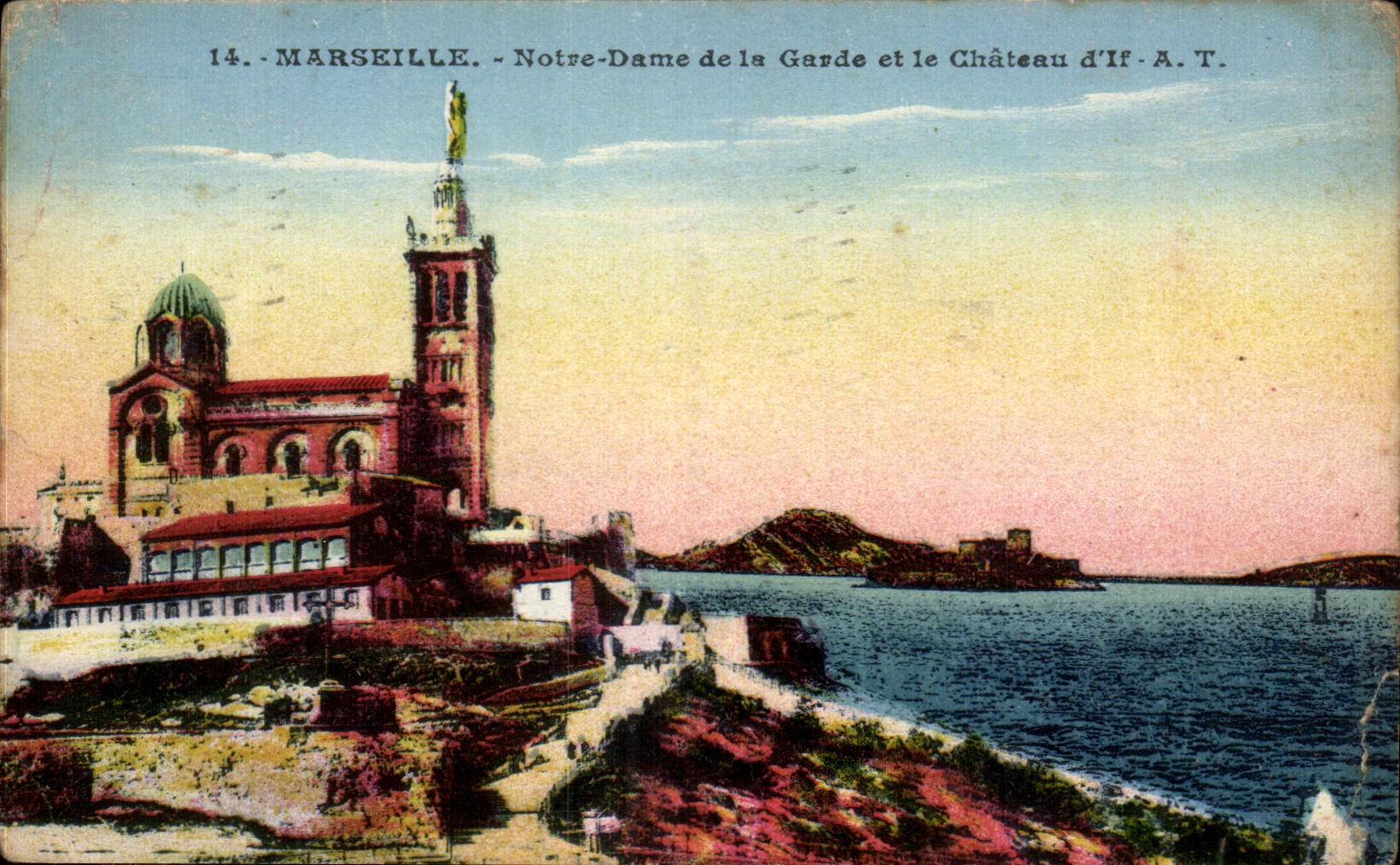 CPA Marseille Notre Dame de la Garde et le Chateau d'If
