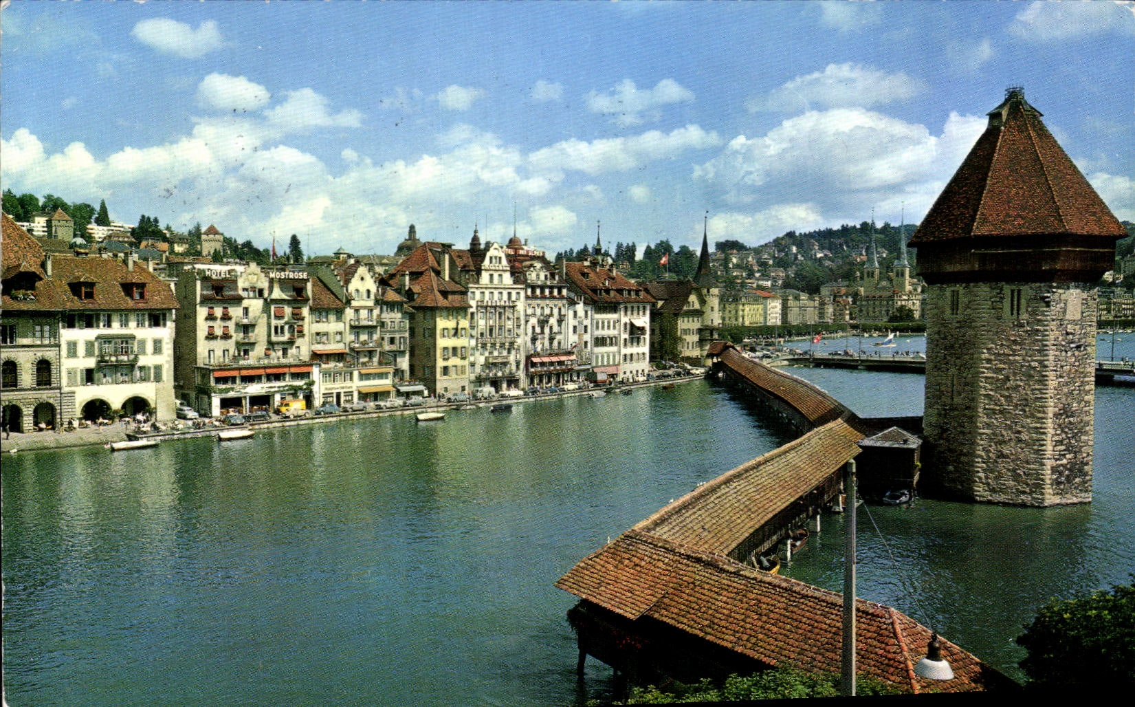CPA Luzern Kapellbrucke mit Wasserturm