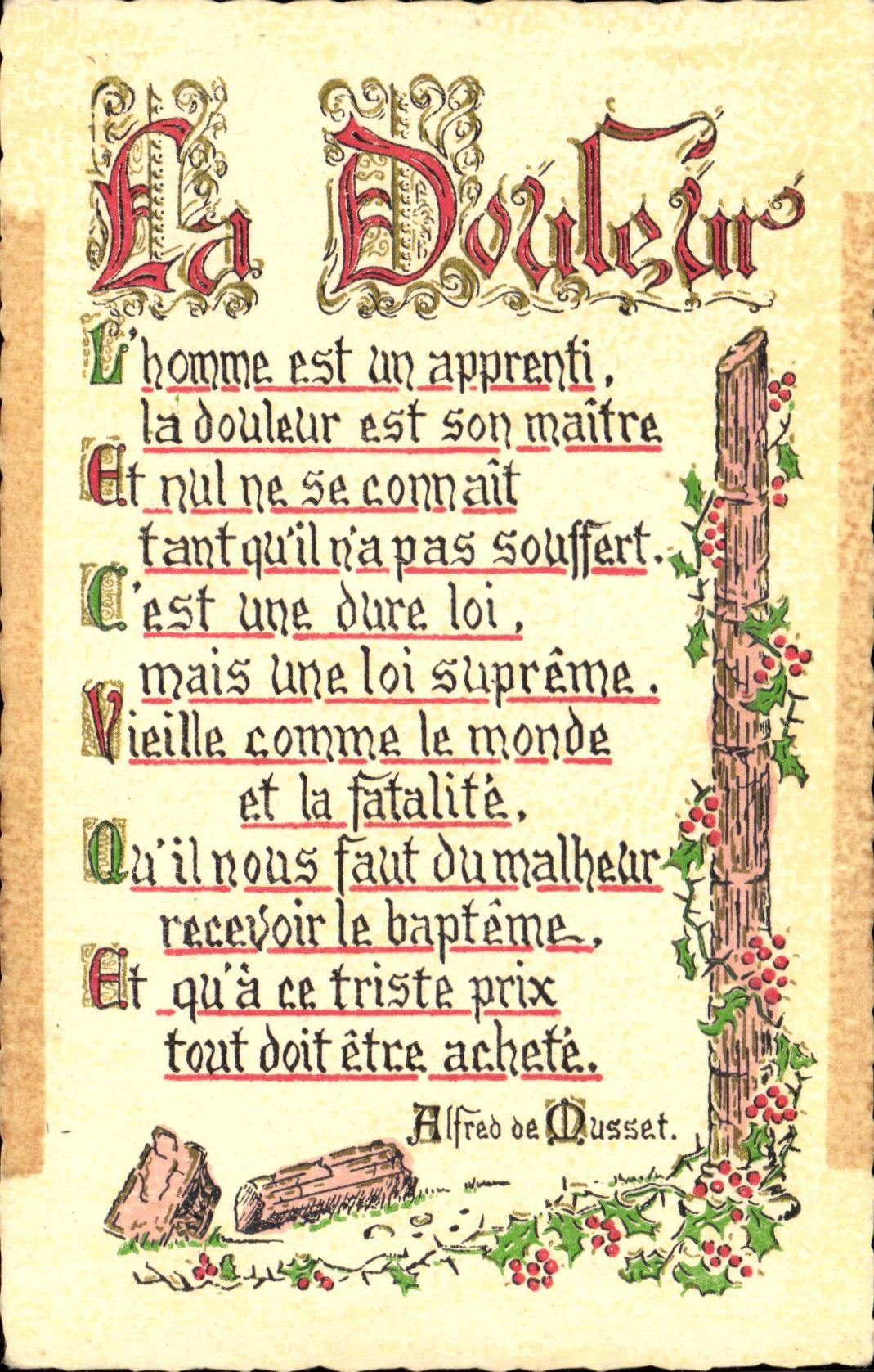 CPA La Douleur L'homme est un apprenti