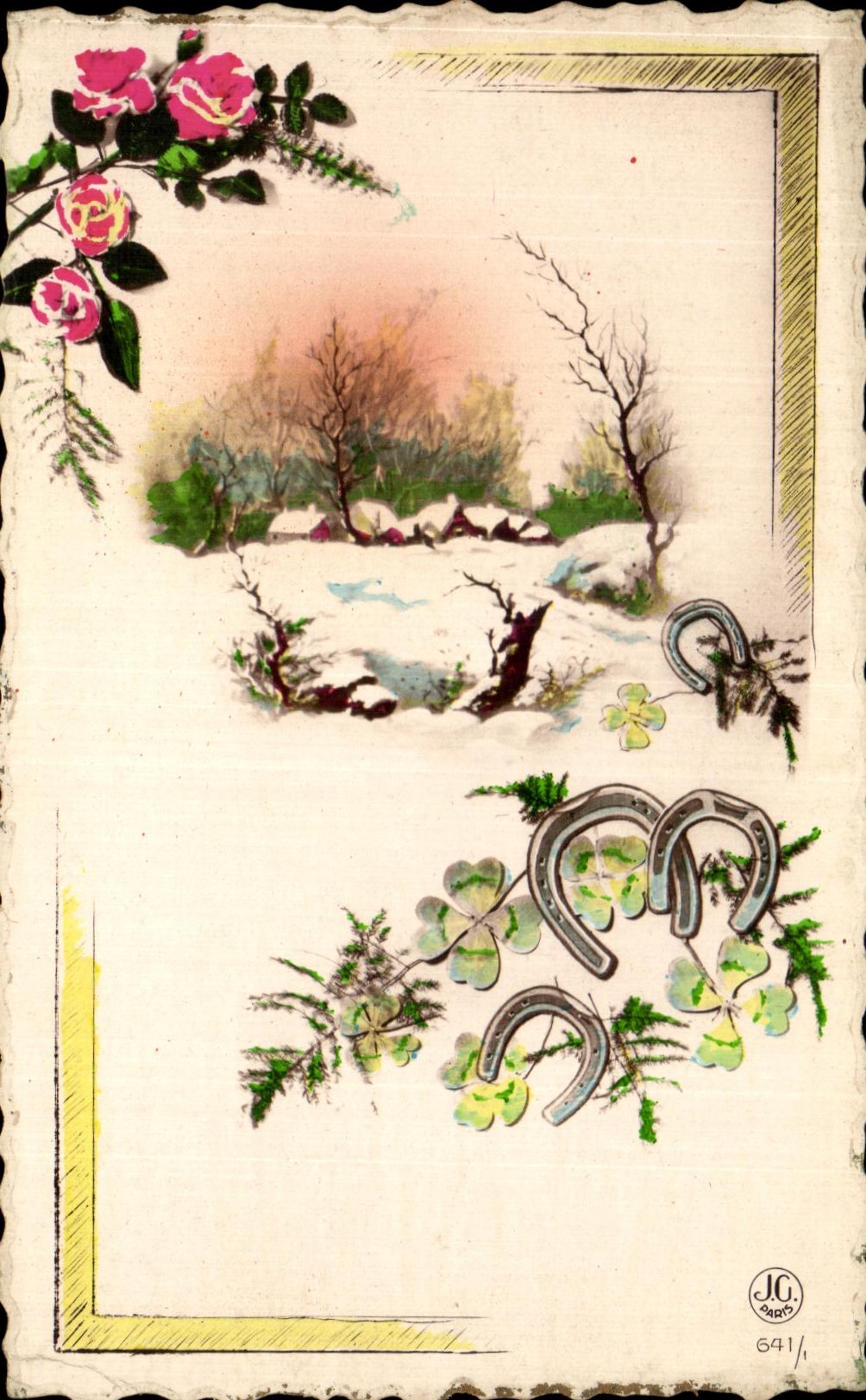 CPA Fantaisie florece la herradura