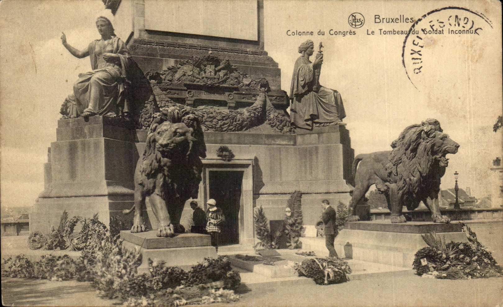 Columna de CPA Bruselas de congrios la tumba del leon del soldado desconocido