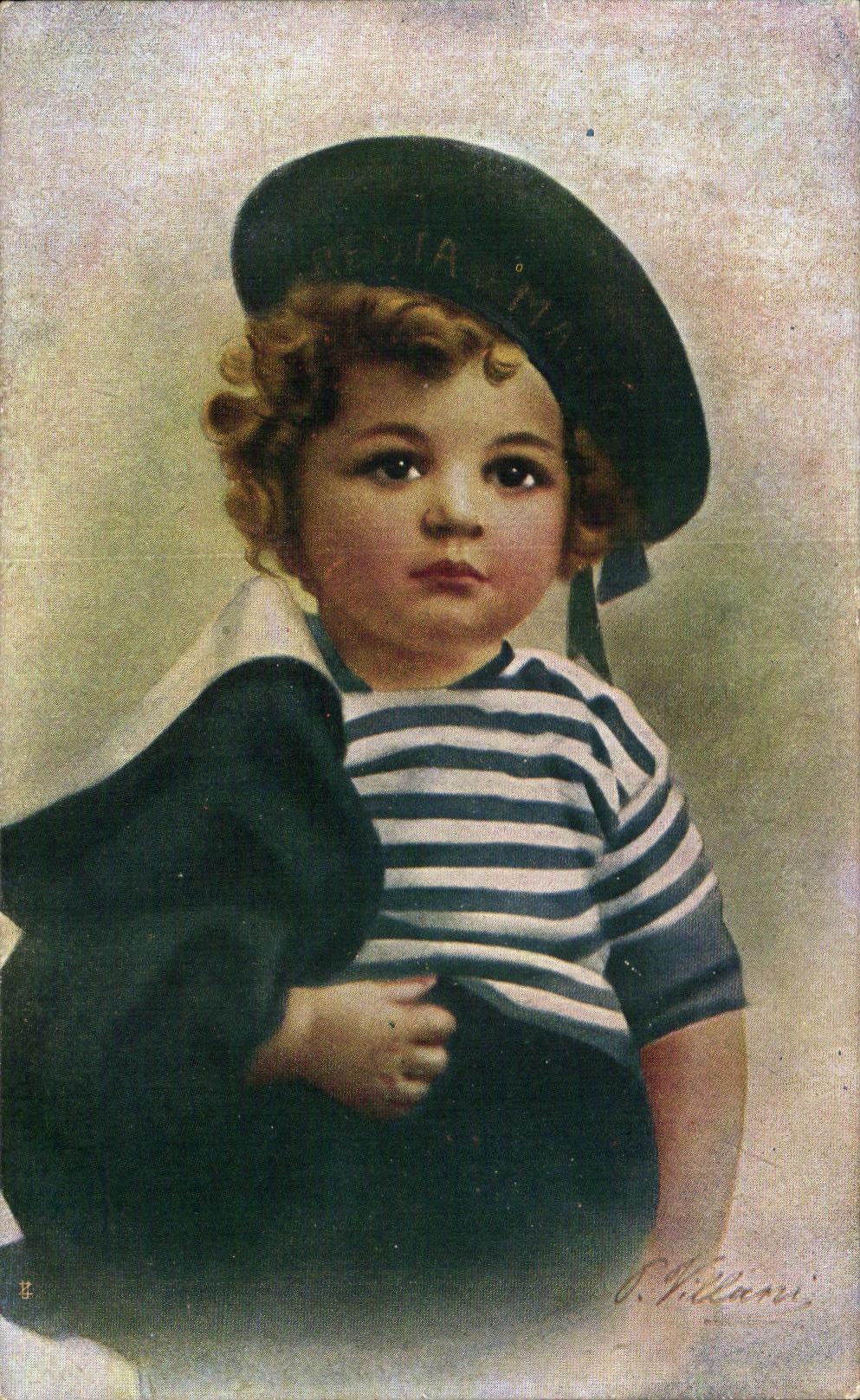 CPA Child Young marine Folklore Costume