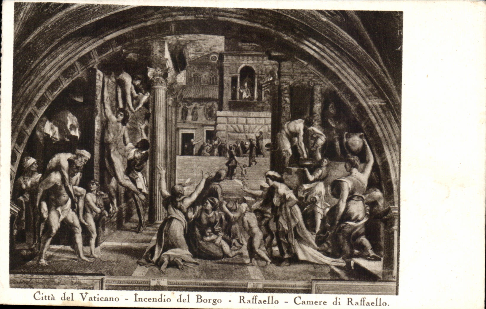 CPA Cittan Del Vaticano Incendio LED Borgo Raffaello Camere Di Raffaello