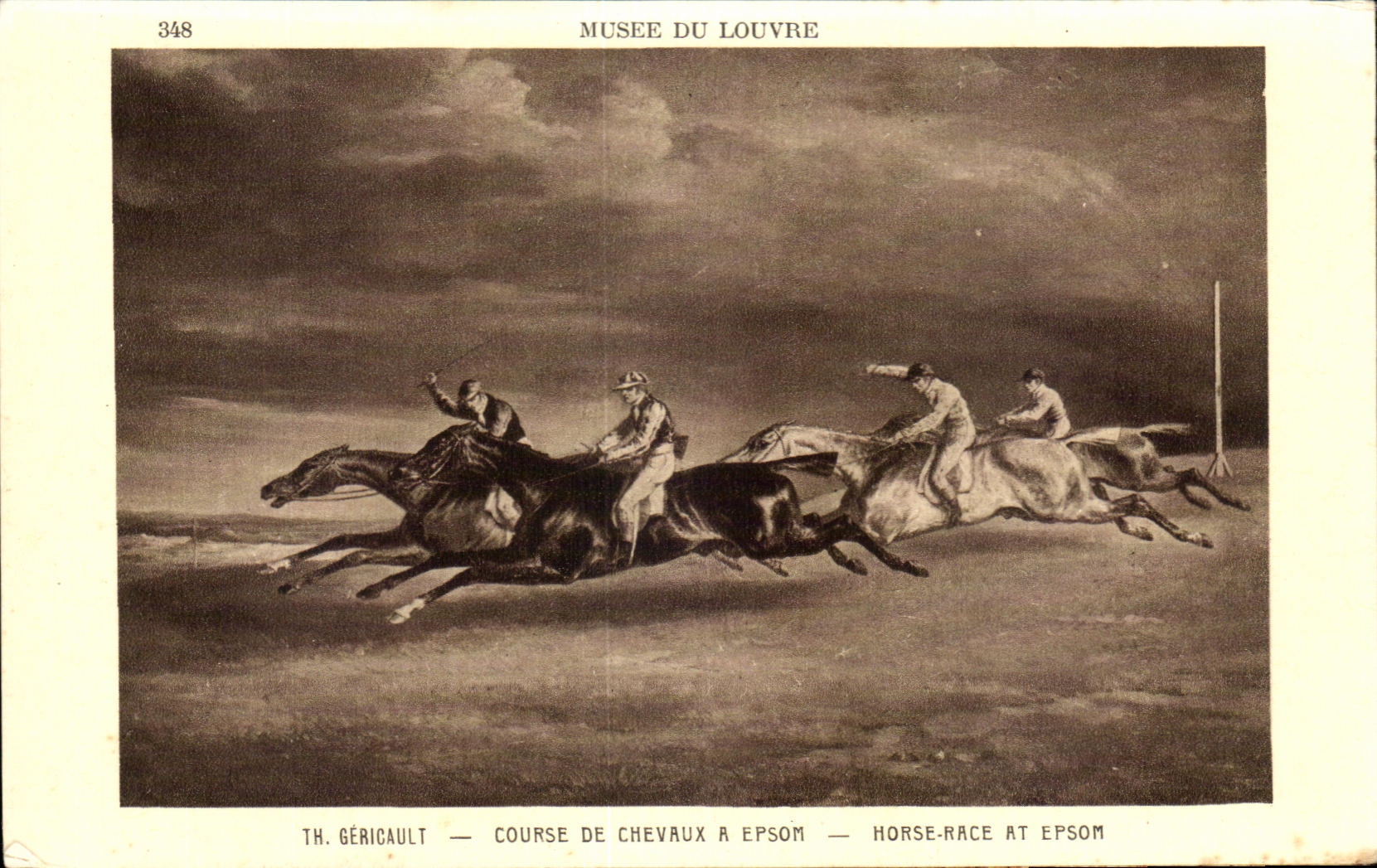 CPA Musee of Louvre Gericault Horse-race has Epsom Horse Cheval Hippisme