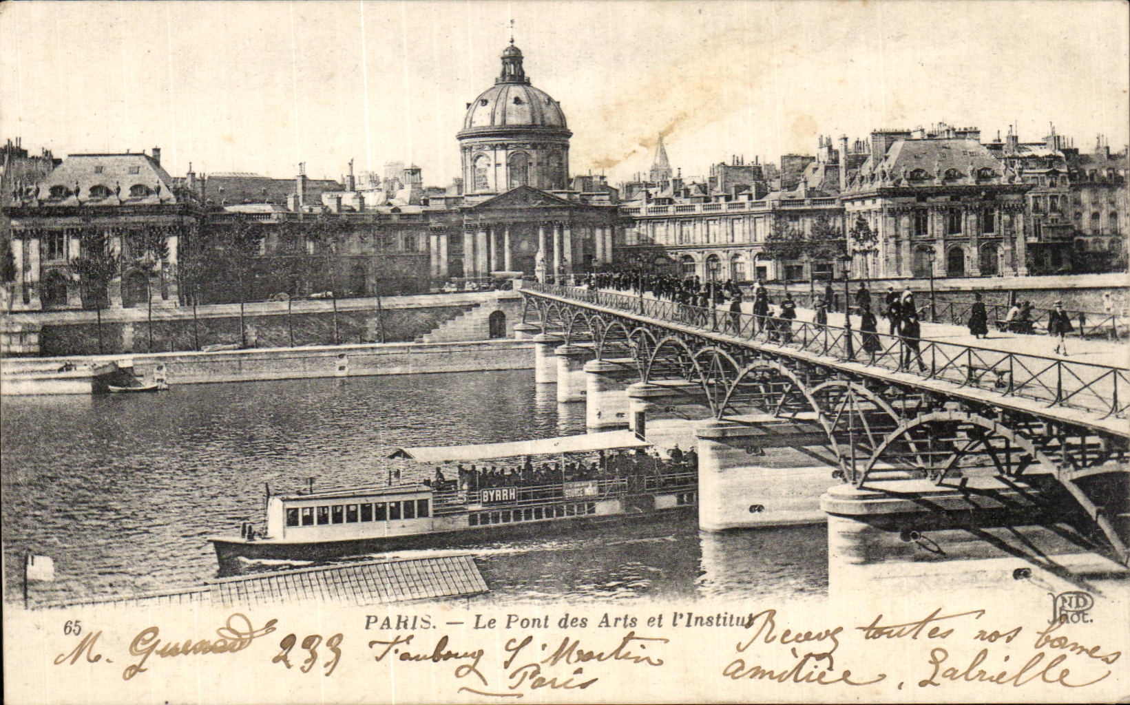 CPA Paris the Bridge of Arts and the Institute Barge