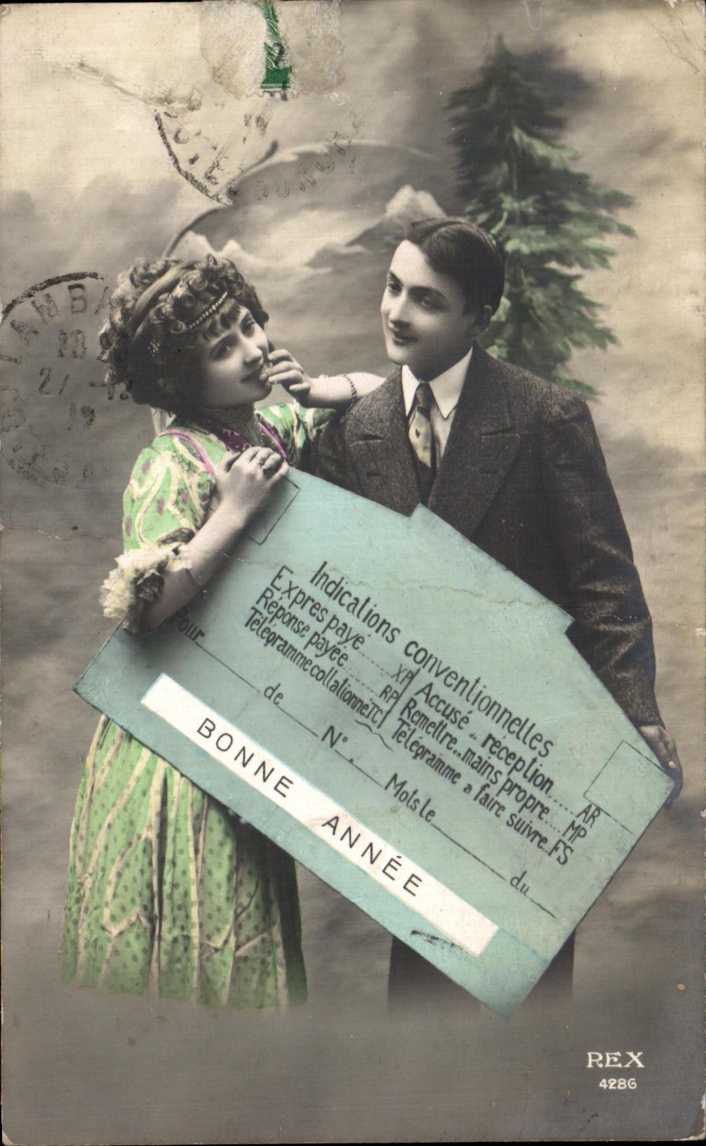 CPA Fantaisie Couples Happy New Year