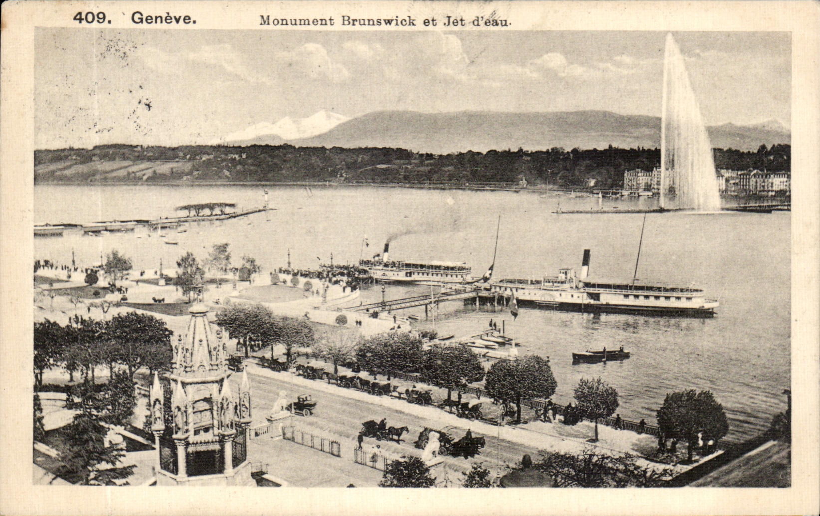 CPA Geneva Brunswick Monument water and Jet