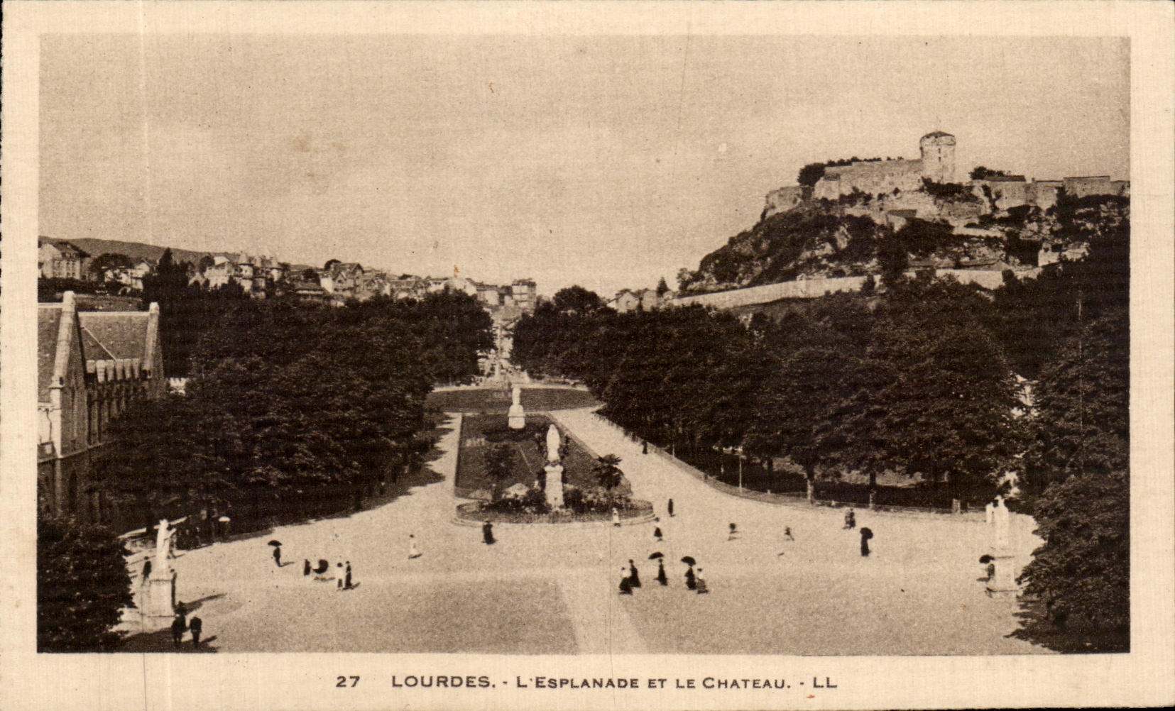 CPA Lourdes the Esplanade And the Castle