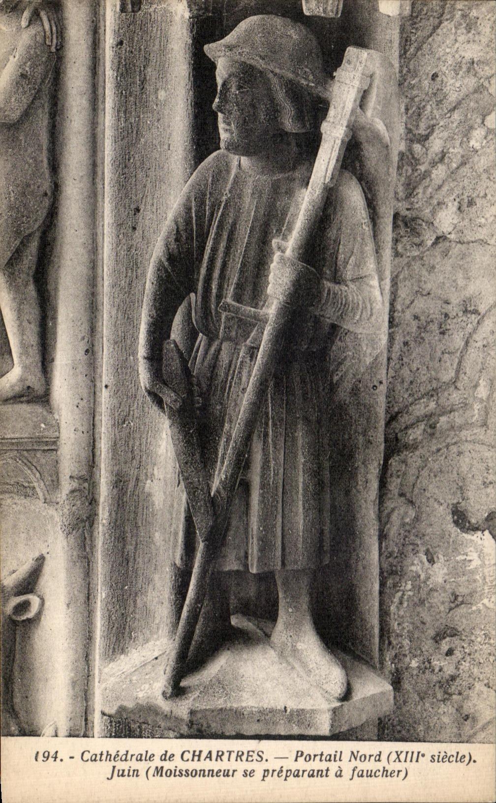 CPA Cathedrale of Northern Chartres Portail preparing Moissonneur June has to mow