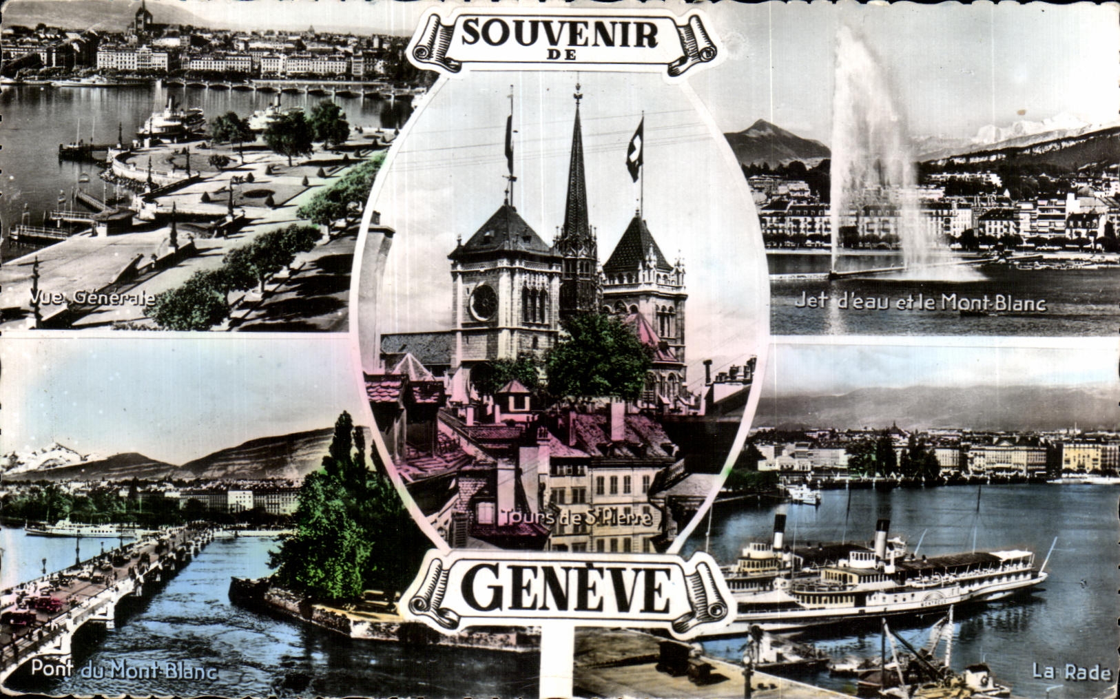 CPA Souvenir Geneva Mount Blanc the roads Boat