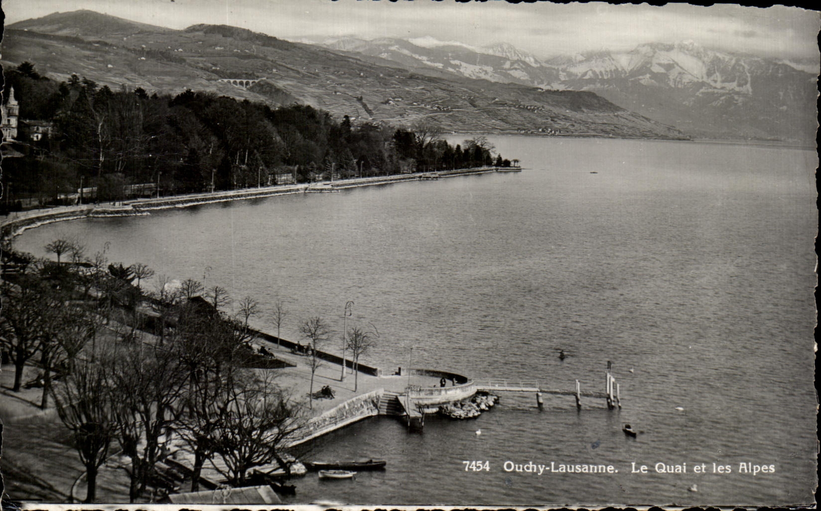 CPA Ouchy Lausanne the Quay and the Alps