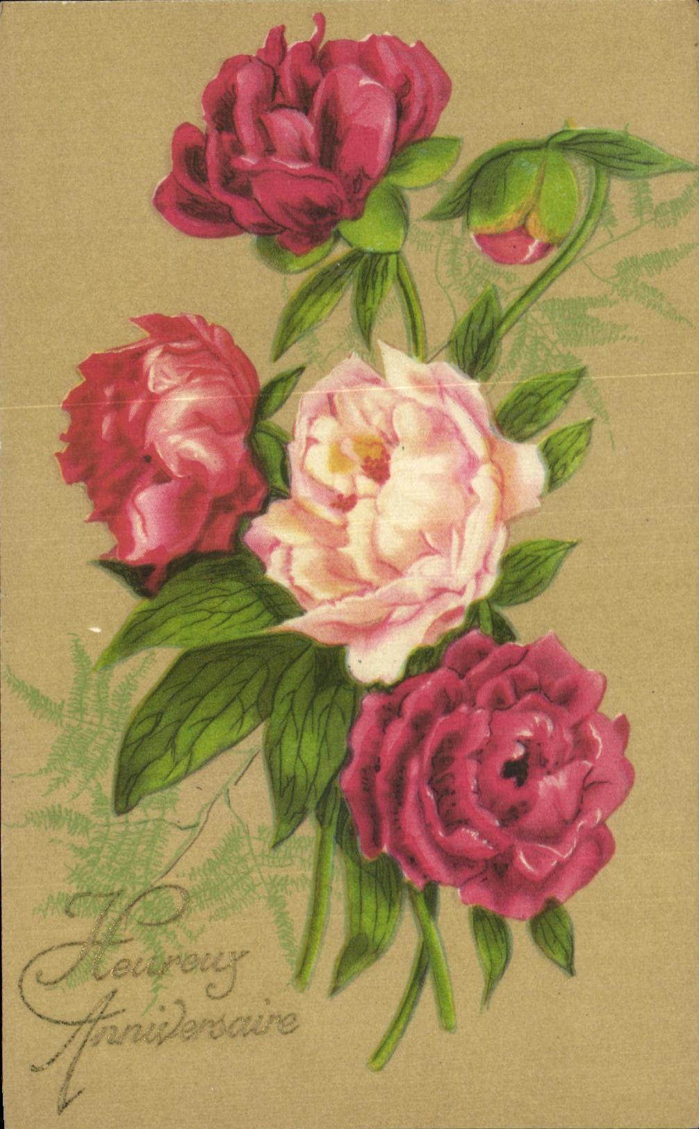 Cumpleanos feliz de las flores de la fantasia de CPA