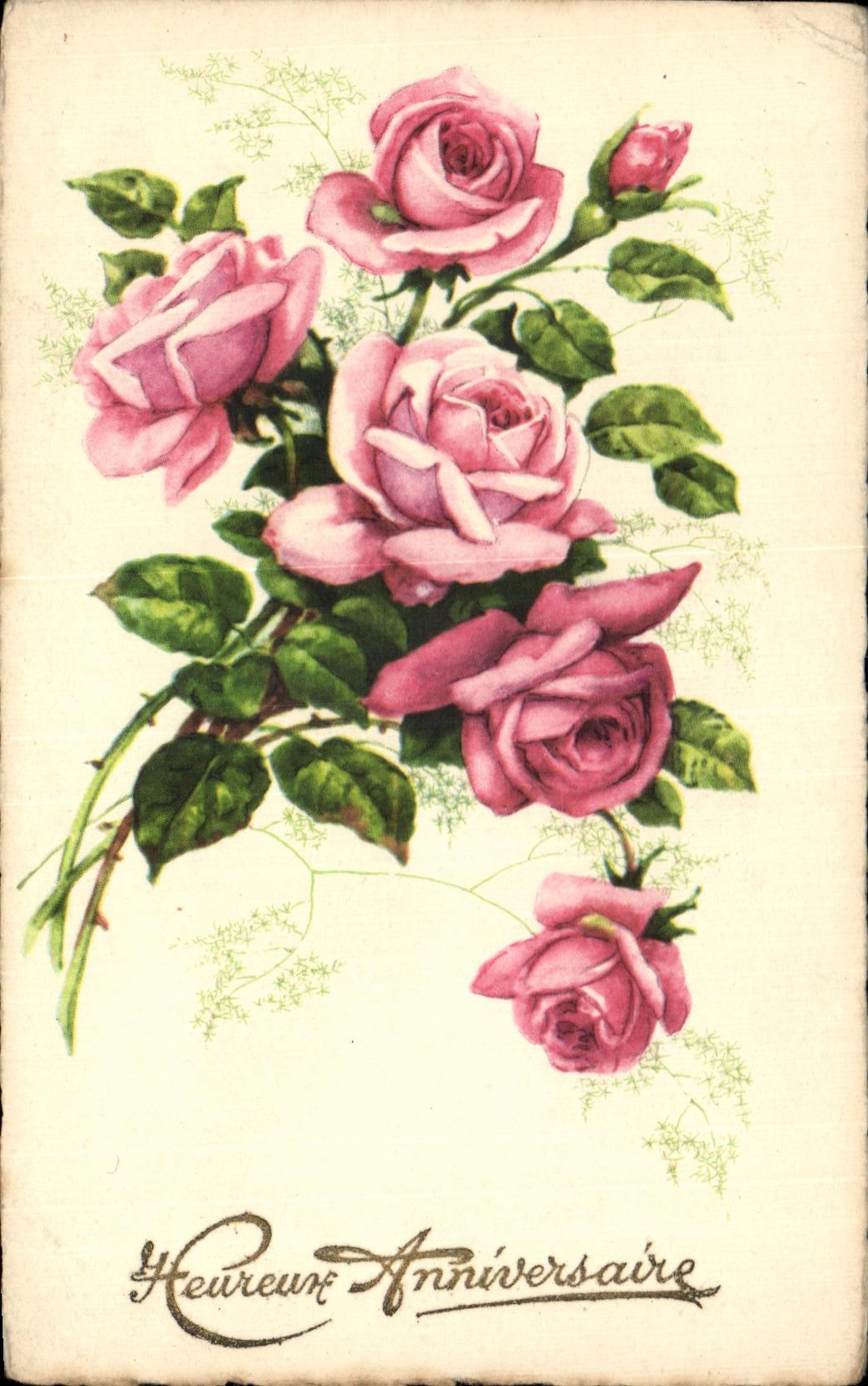 Cumpleanos feliz de las flores de la fantasia de CPA