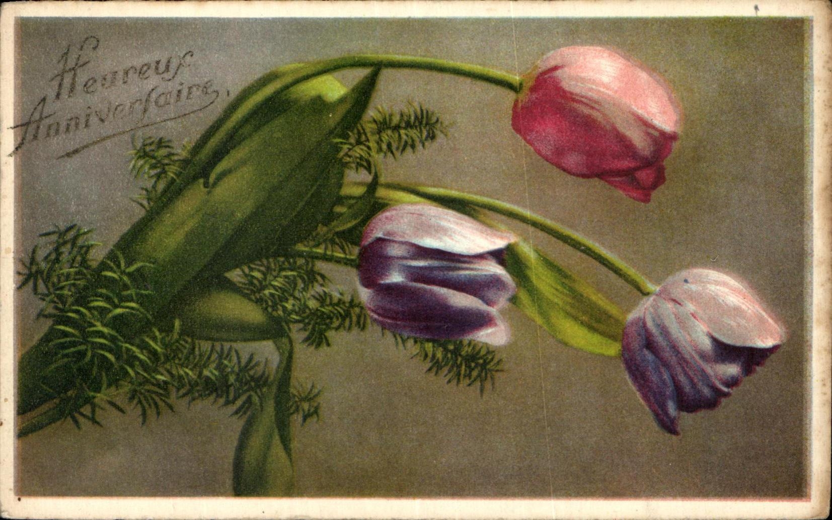 Cumpleanos feliz de las flores de la fantasia de CPA